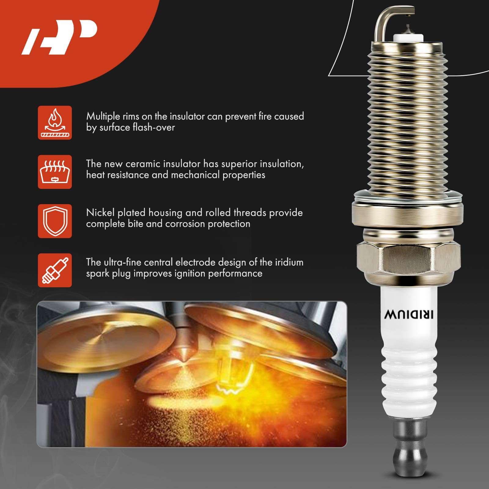 A-Premium (Red) Ignition Coil Pack And Iridium Spark Plugs Compatible With Chrysler Dodge Jeep Ram & Volkswagen Vehicles - 200 3