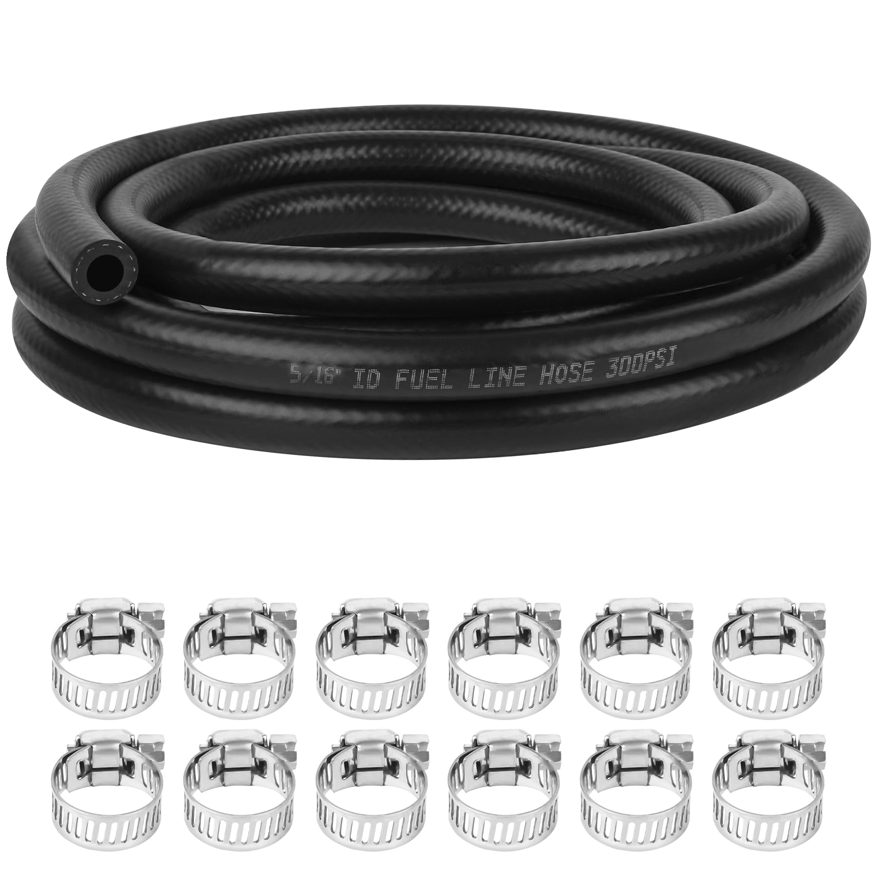 5/16 Inch (8Mm) Id Fuel Line Hose 10Ft Nbr Rubber Push Lock Hose High Pressure 300Psi For Automotive Fuel Systems Engines With 1