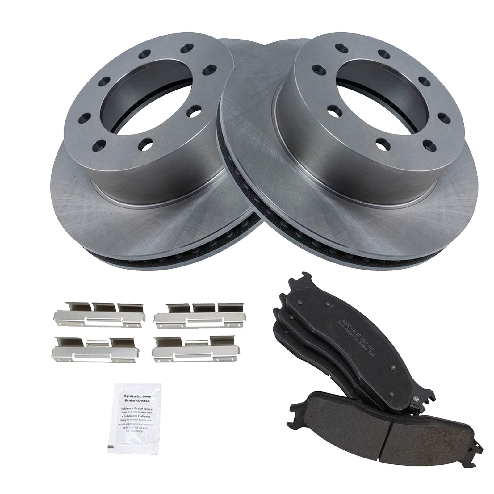 Trq Front Brake Pad & Rotor Kit Brake Pads Brake Rotor Semi-Metallic Compatible With 2006-2008 Dodge Ram 1500 2003-2008 Ram 2500