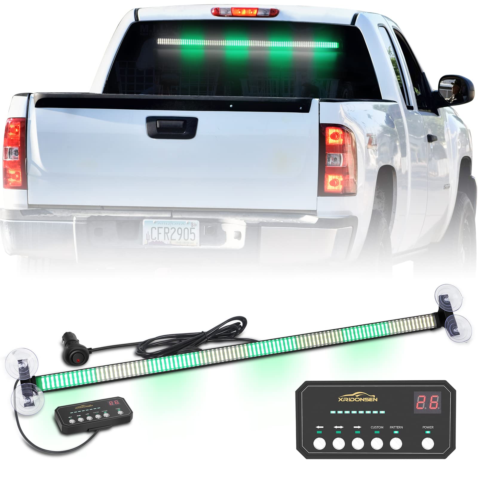 Xridonsen Green White 35 Inch Traffic Advisor Light Bar 144 Led Emergency Warning Flashing Safety Interior Windshield Strobe Lig