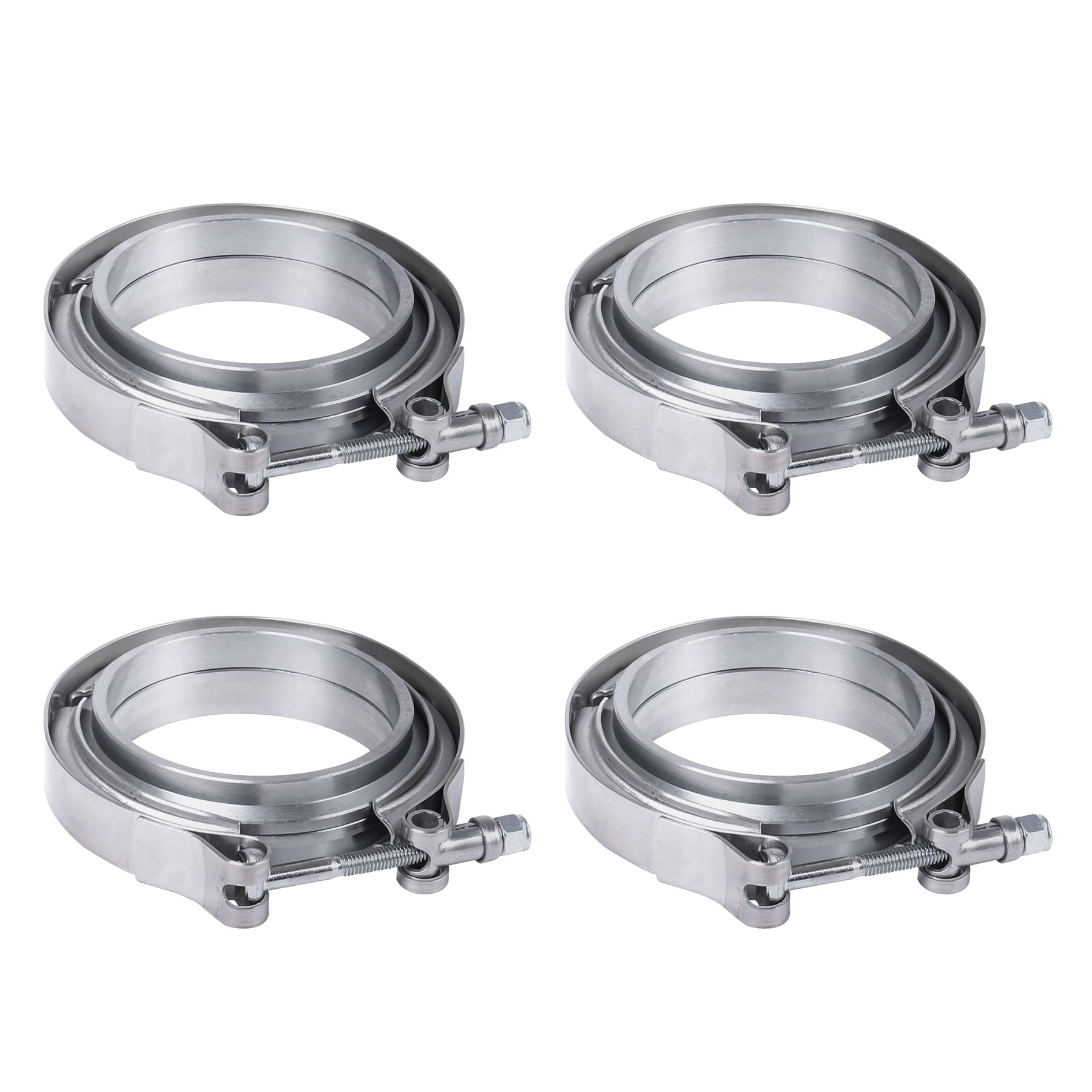 3.5'' V Band Clamp with Flange 4 PCS Stainless Steel Male Female Replacement For Turbo Exhaust Downpipes 3.5 Inch V-Band Clamp