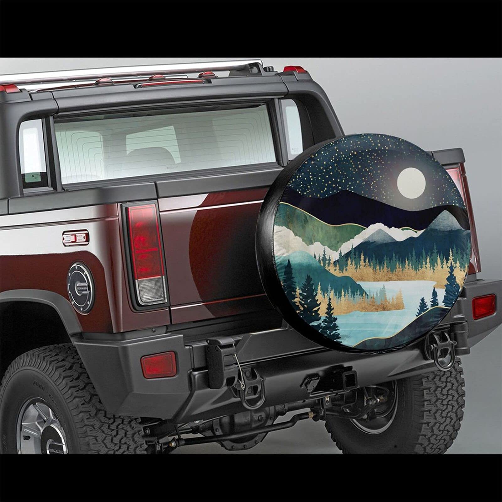 Cozipink Abstract Mountains Deer Lake Landscape Spare Tire Cover Wheel Protectors Weatherproof Wheel Covers Universal Fit For Tr
