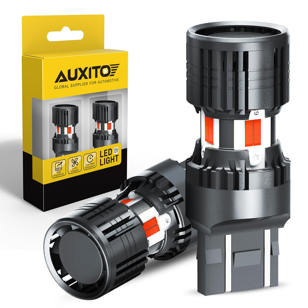Auxito Canbus 7440 7443 Led Bulbs Red With Built-In Resistor 7441 7444 W21W Anti Hyper Flash Error Free Brake Lights, Tail Light