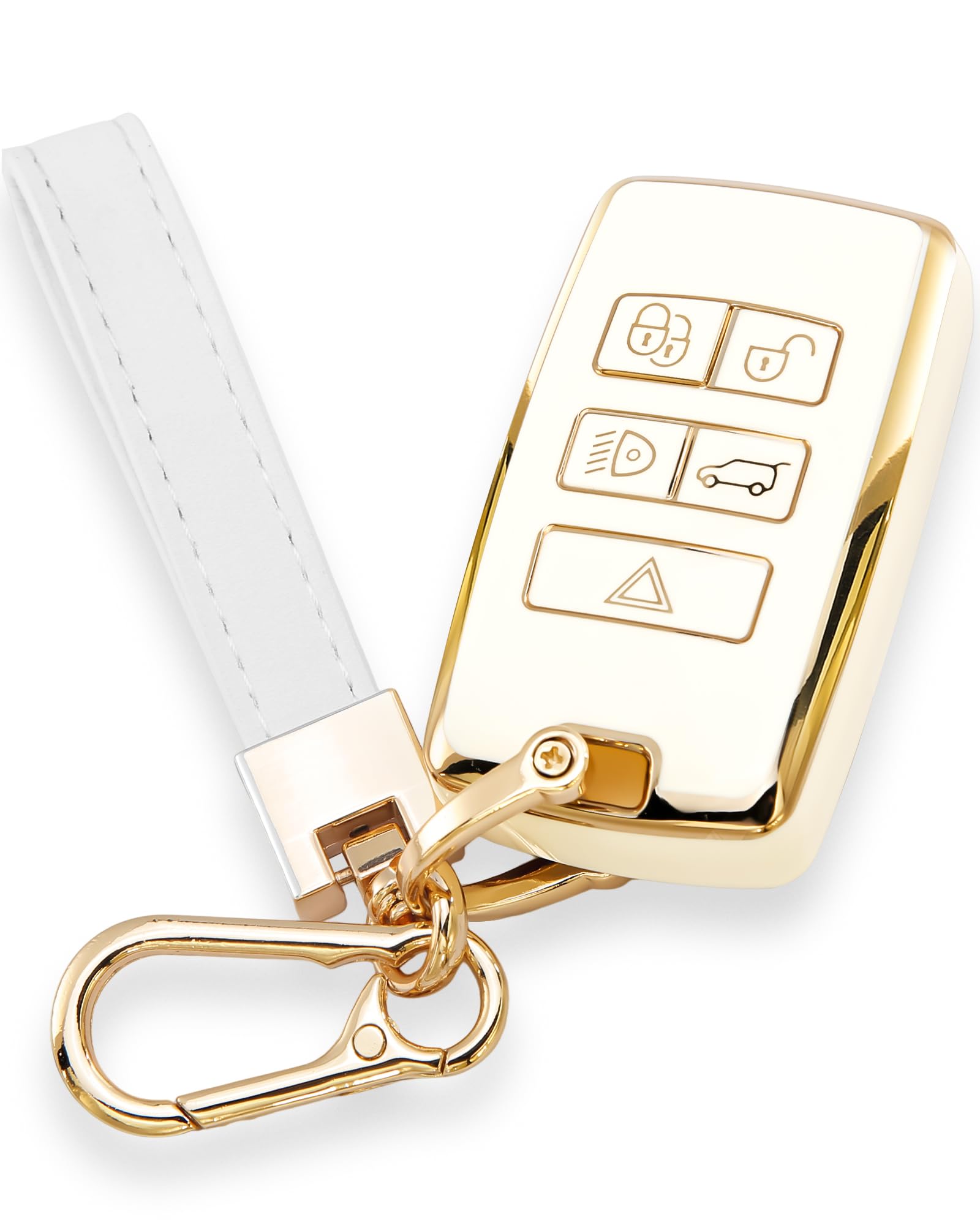 keycov Key fob Cover for Land Rover Accessories Keychain keyshell Ring case Compatible with 2018-2023 Jaguar E I-PACE Vogue Rang