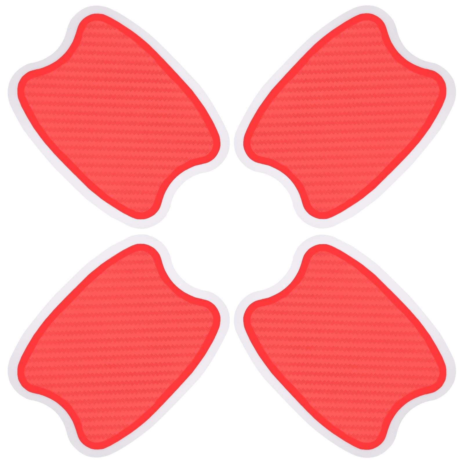 Worcas 4Pcs Universal 3D Carbon Fiber Car Door Handle Paint Scratch Protector Sticker Auto Door Handle Cups Protective Pad(S-Red