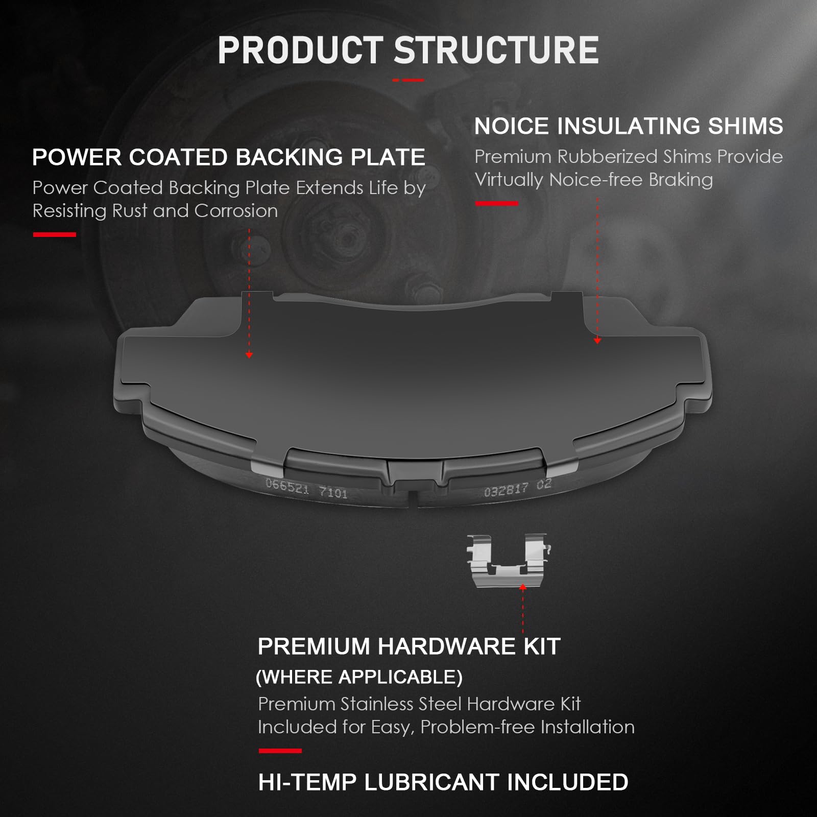 Front Ceramic Brake Pads Kits 4Pcs Fit For 2001-2003 For Acura Cl,1999-2004 For Acura Rl,1999-2008 For Acura Tl,2004-2010 For Ac