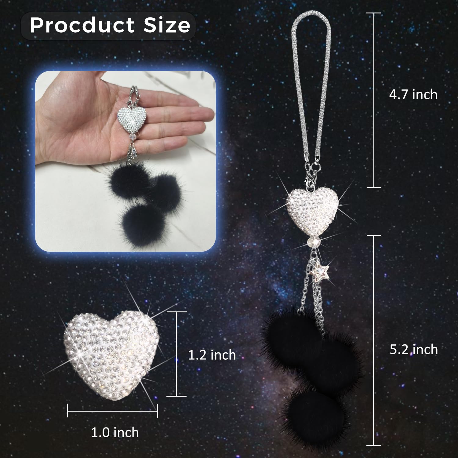 Bling Car Accessories Interior For Women - Girly Crystal Rearview Mirror Decor, Cute Rinestones Para Carro De Mujer, Car Mirror