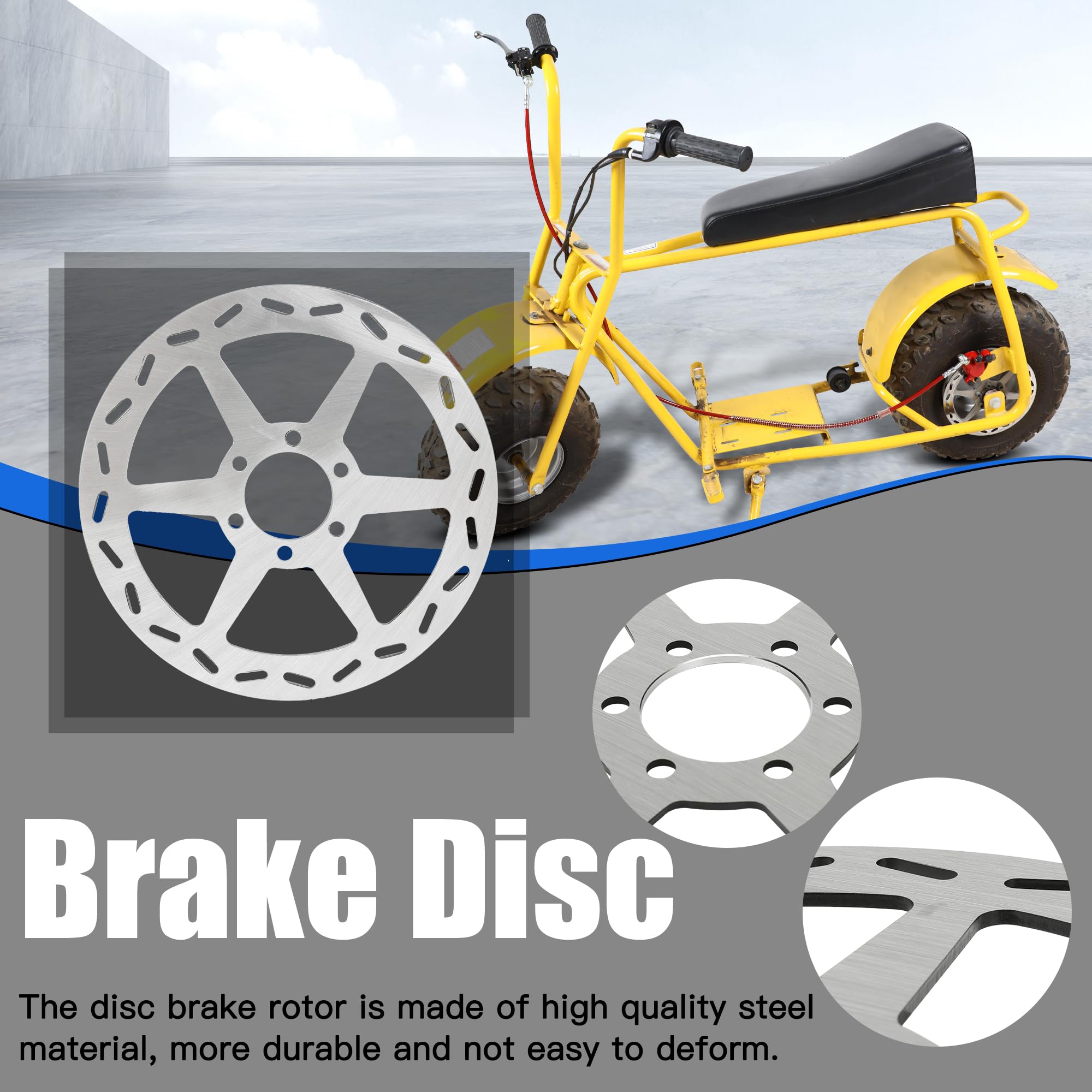 YOXUFA 180mm Mini Bike Disc Brake Rotor with Pads for Baja Doodle Bug, Motovox, Mega Moto, RT100 - Powersports Replacement Parts