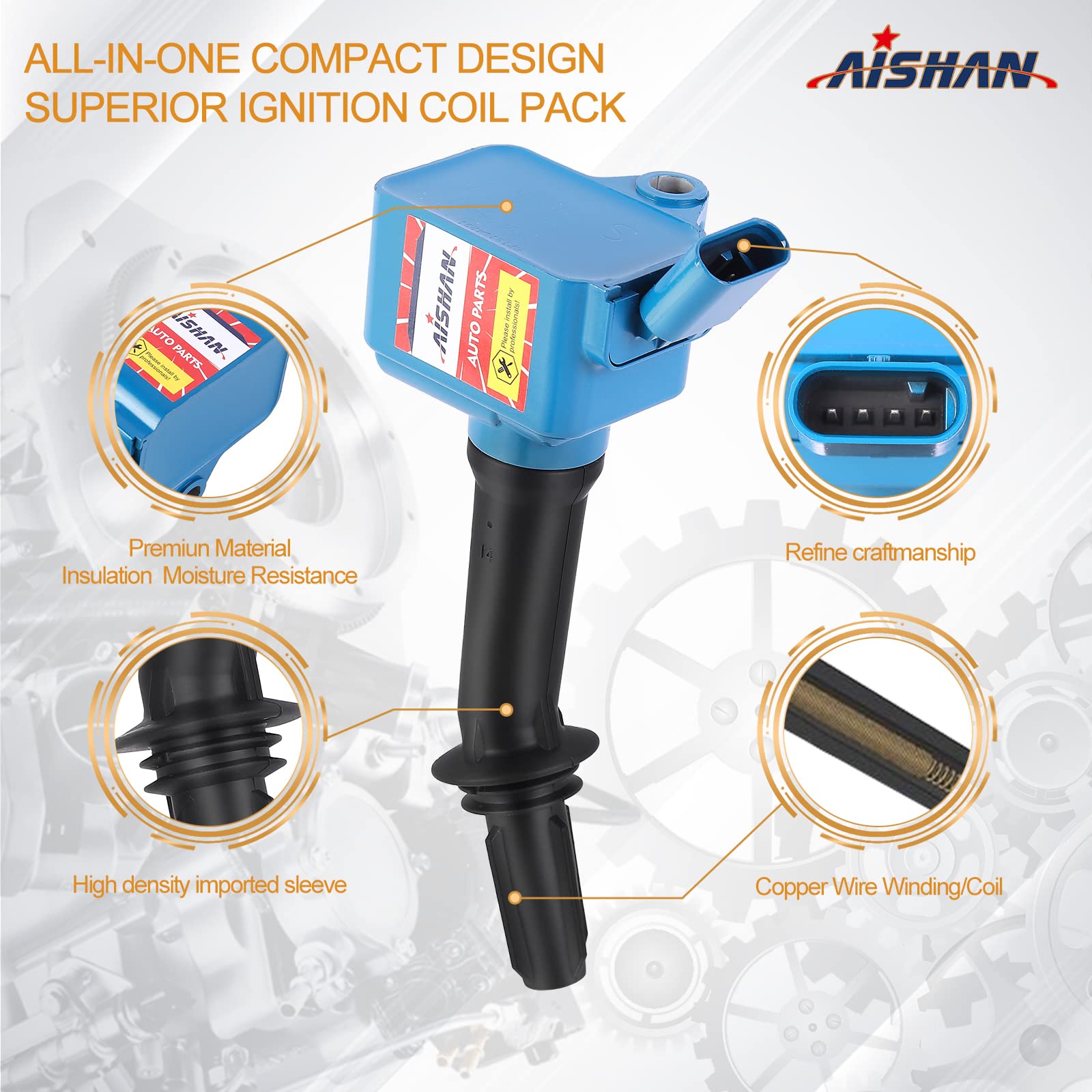 Aishan Set Of 4 Ignition Coil Pack Compatible With Chevy Equinox Malibu Volt 1.5L L4, Buick Encore 1.4L L4,Gmc Terrain 1.5L L4 |