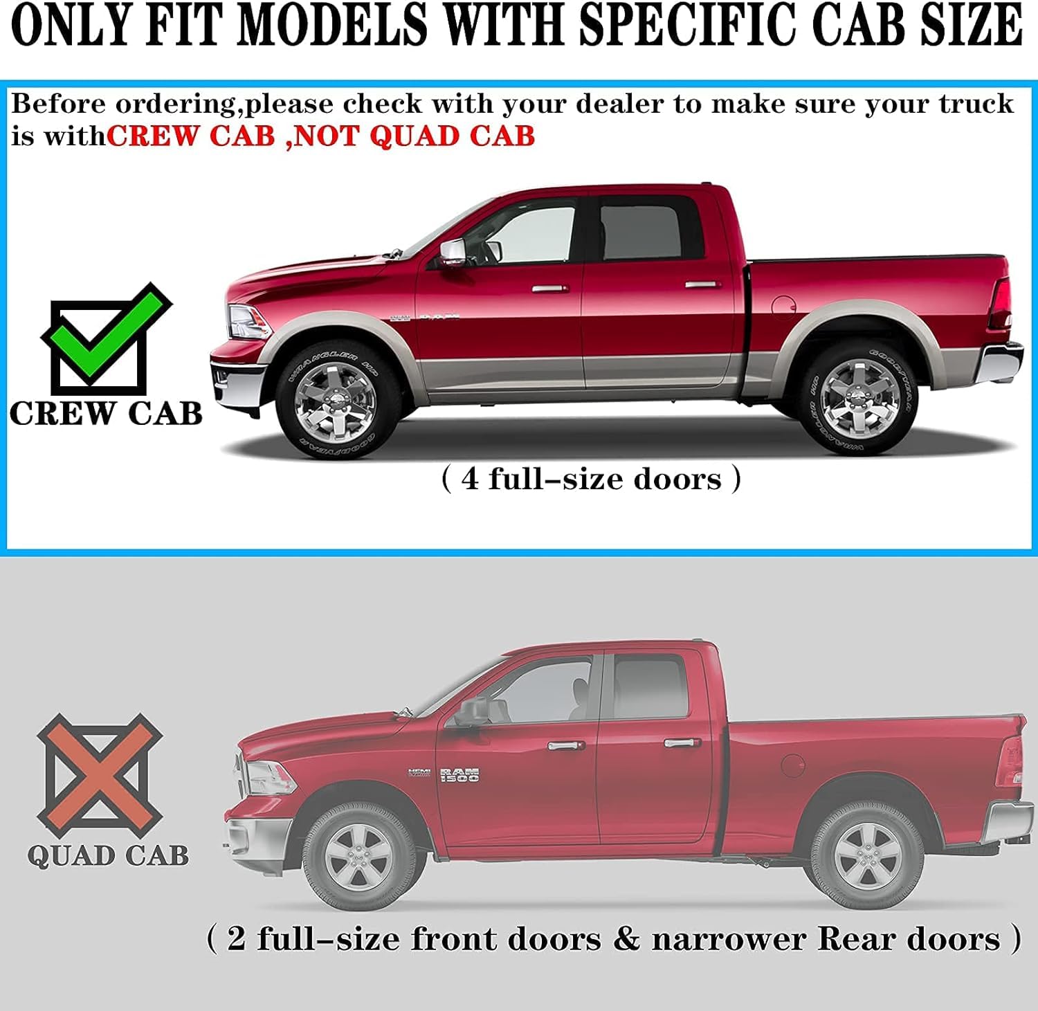 Comnova 6 Inch Running Boards For 2009-2018 Dodge Ram 1500 Crew Cab(Incl. 2019+ Classic Model), 10-24 Ram 2500 3500, Running Boa