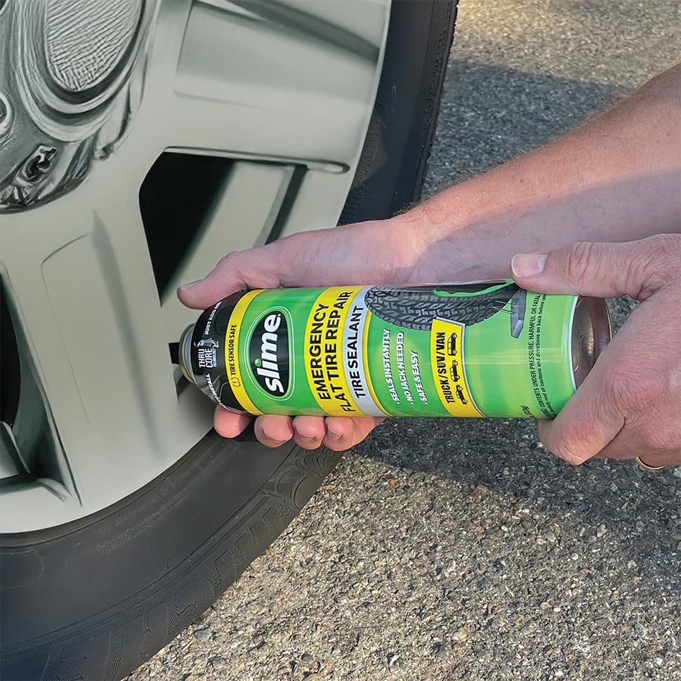 Slime 60187-6Pk Flat Tire Puncture Repair Sealant, Emergency Repair For Highway Vehicles, Suitable For Cars/Trailers, Non-Toxic,