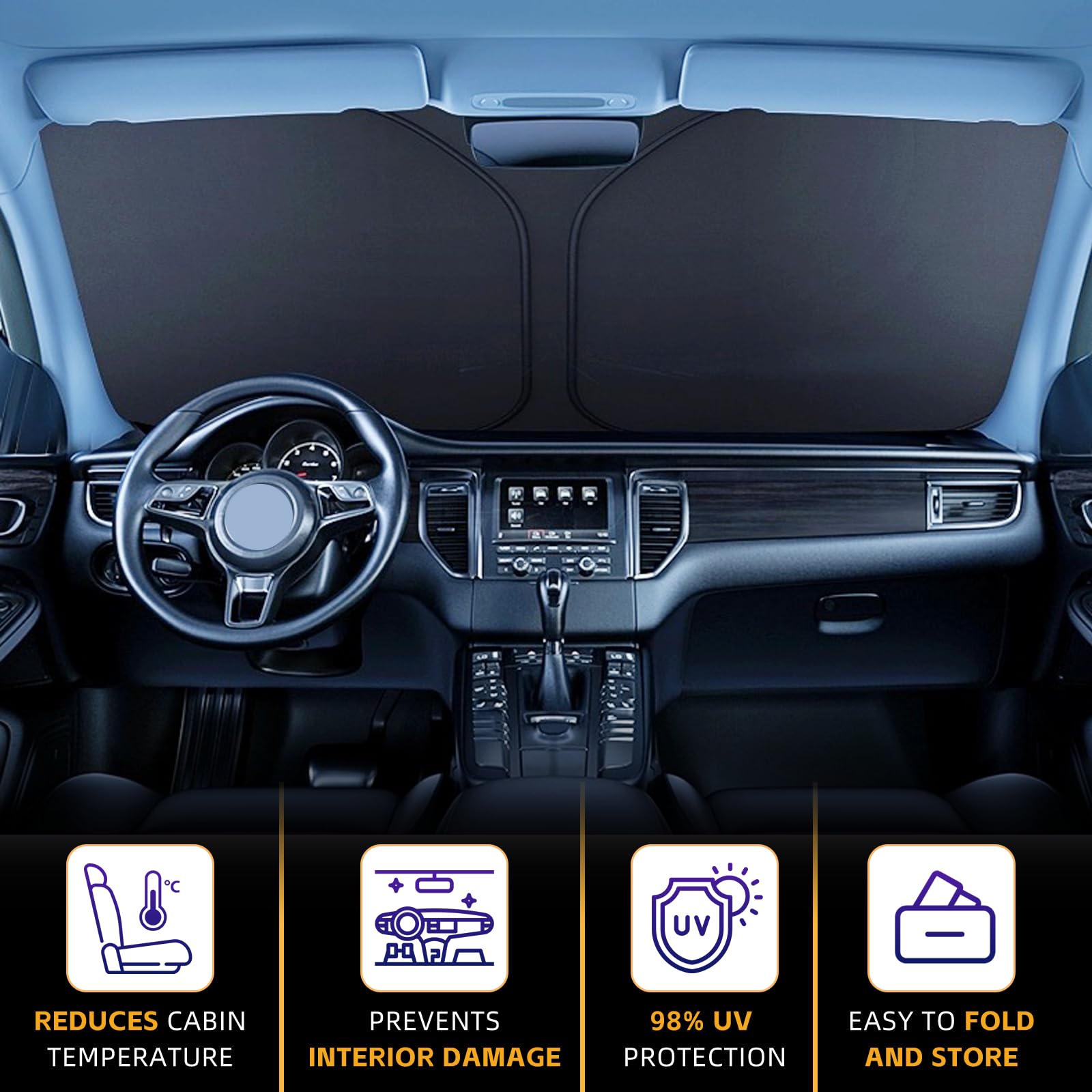 For Chevrolet/Chevy Equinox 2018-2024 2025 Windshield Sun Shade Front Window Shade Custom Fit Equinox Accessories Sun Visor Fold