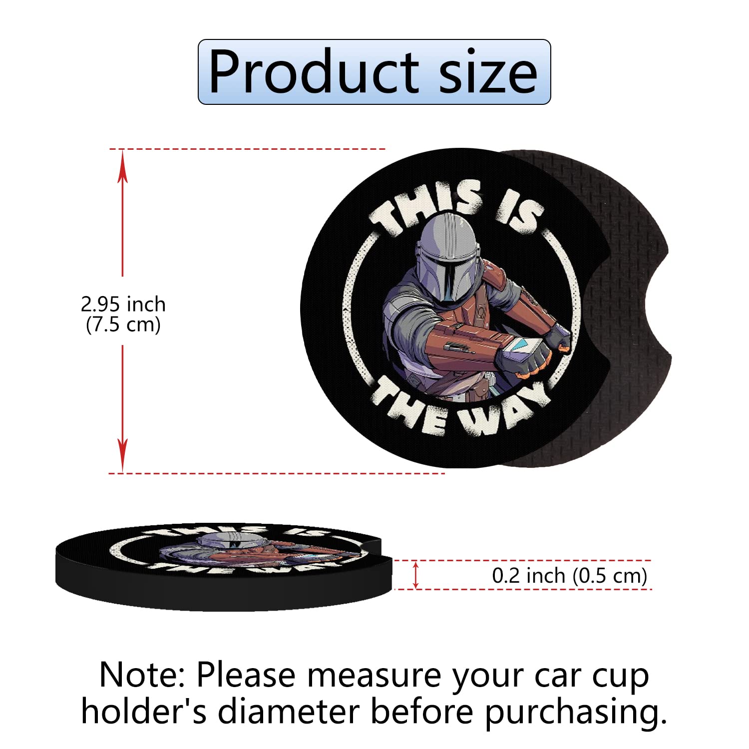 Car Cupholder Coaster Absorbent 2 Pack Funny Fun Cool Cartoon Cute This is The Way Rubber New Automotive Cup Holder Decal Decor