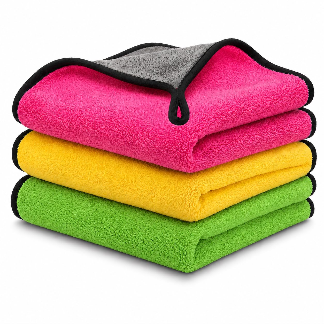 NaayaHaus Microfiber Cloth for Car & Bike 600 GSM, 3Pcs, 4040 cm | Ultra Thick Plush Towel for Washing, Drying, Polishing & Deta