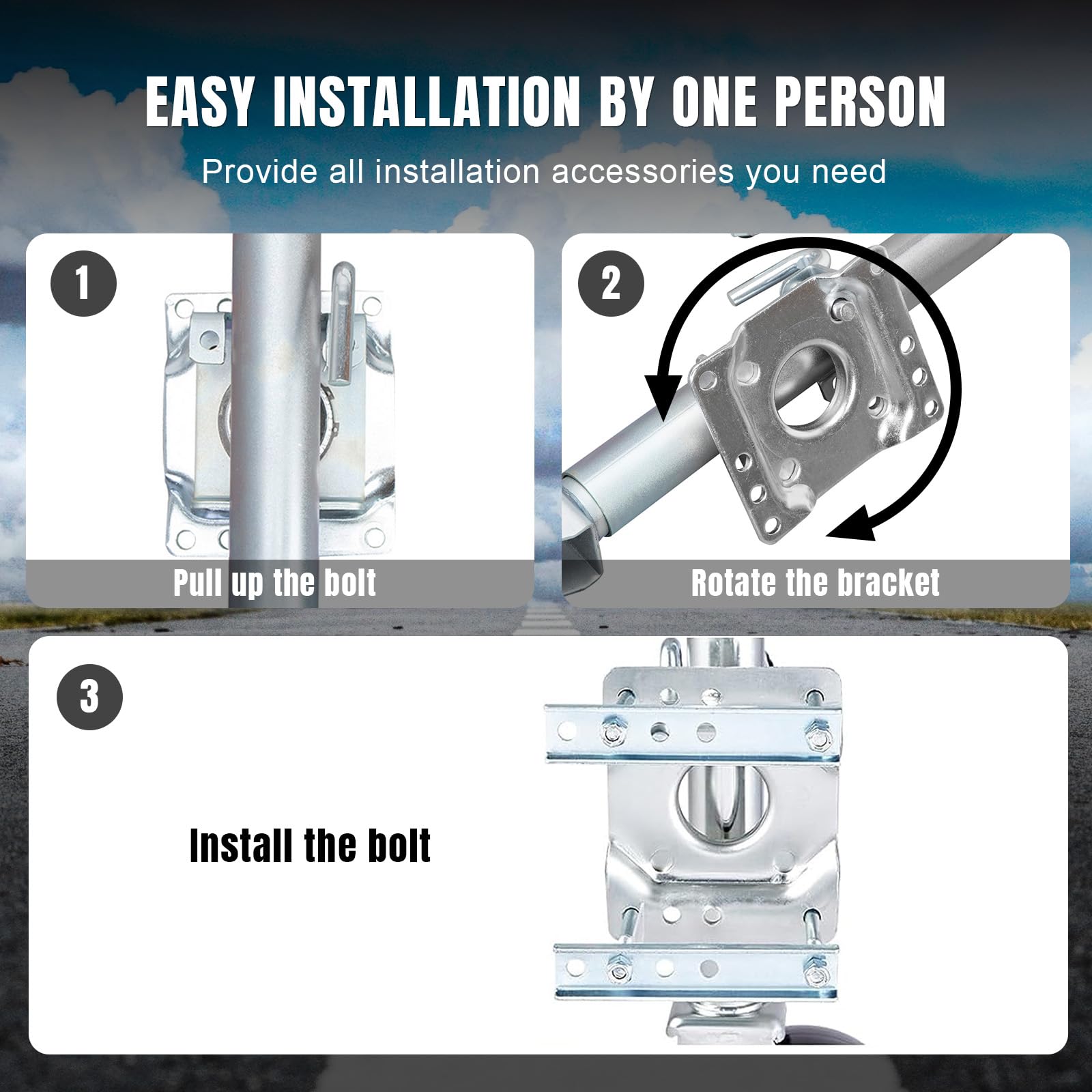 Torin 1000 Lbs Trailer Jack With Wheel, Heavy Duty Swivel Boat Trailer Jack Single Whee, 10'' Lift, Bolt-On Trailer Tongue Jack