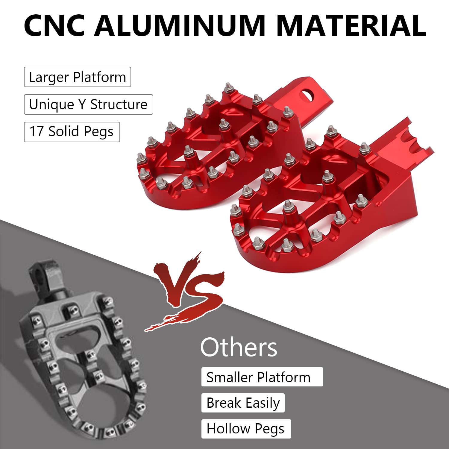 Anxin Foot Pegs Motorcycle Universal Cnc Footpeg Footrest For Crf Xr 50 70 110 Ct200U M2R Sdg Dhz Kayo Pit Bike - Red