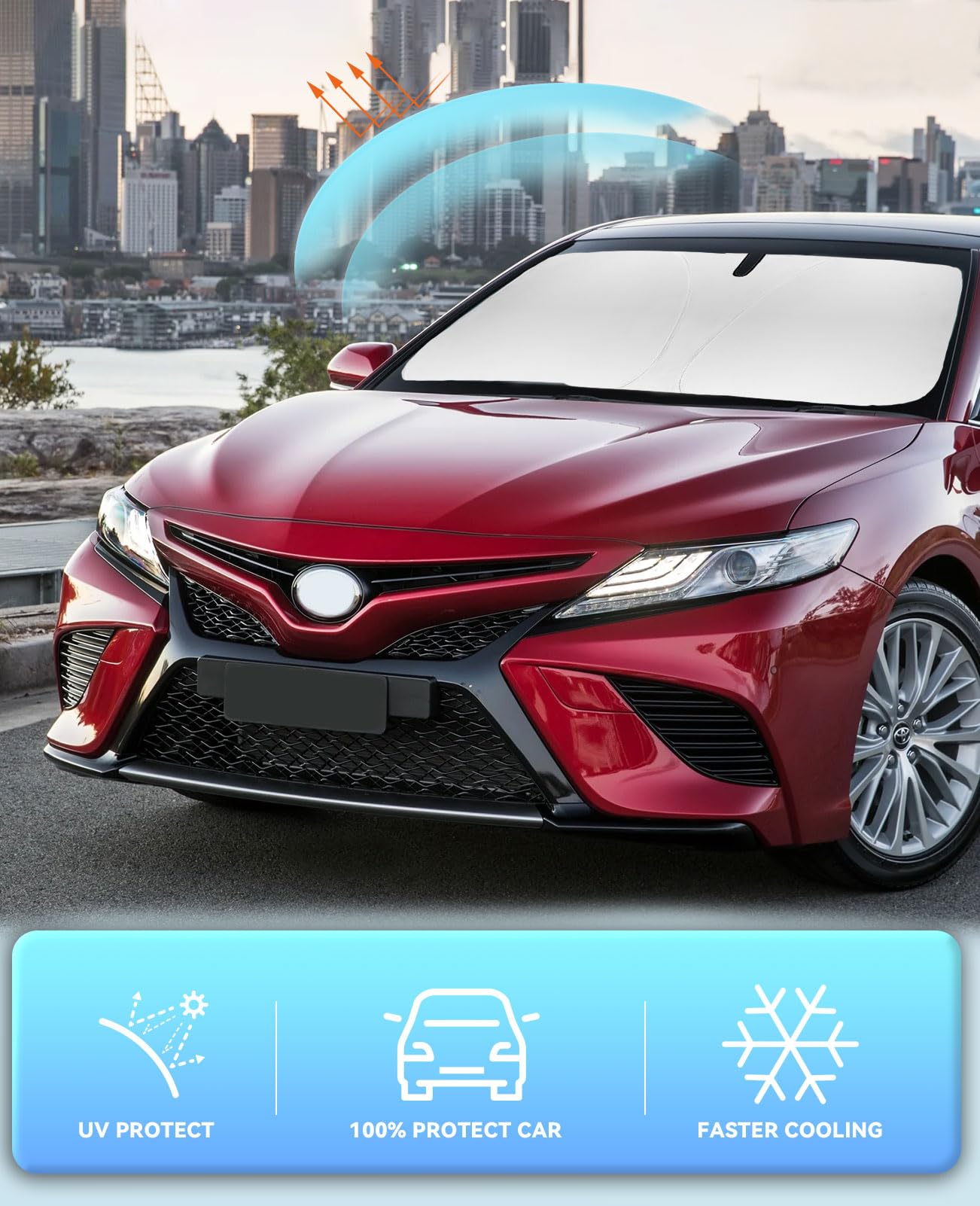 Sun Shade For Camry 2007-2017 Windshield Sunshades Cover Front Window Shields Custom Fit 2016 2015 Camry Le Xle Hybrid Se Xse Se