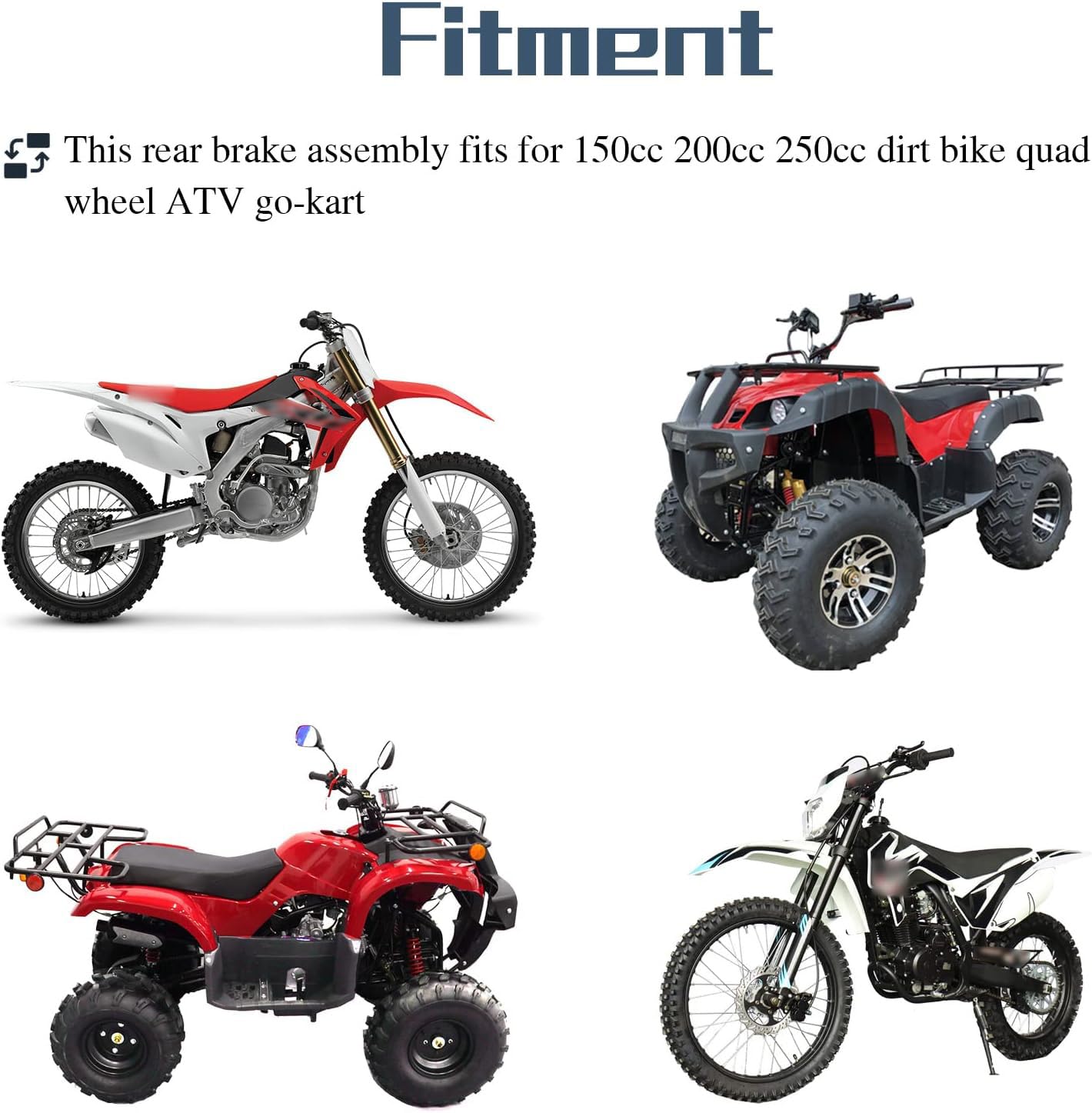 HIMARKLIF Hydraulic Rear Disc Brake Caliper System Disk Rotor Pads Compatible with Dirt Bike Quad Wheel ATV Go-kart 150cc 200cc