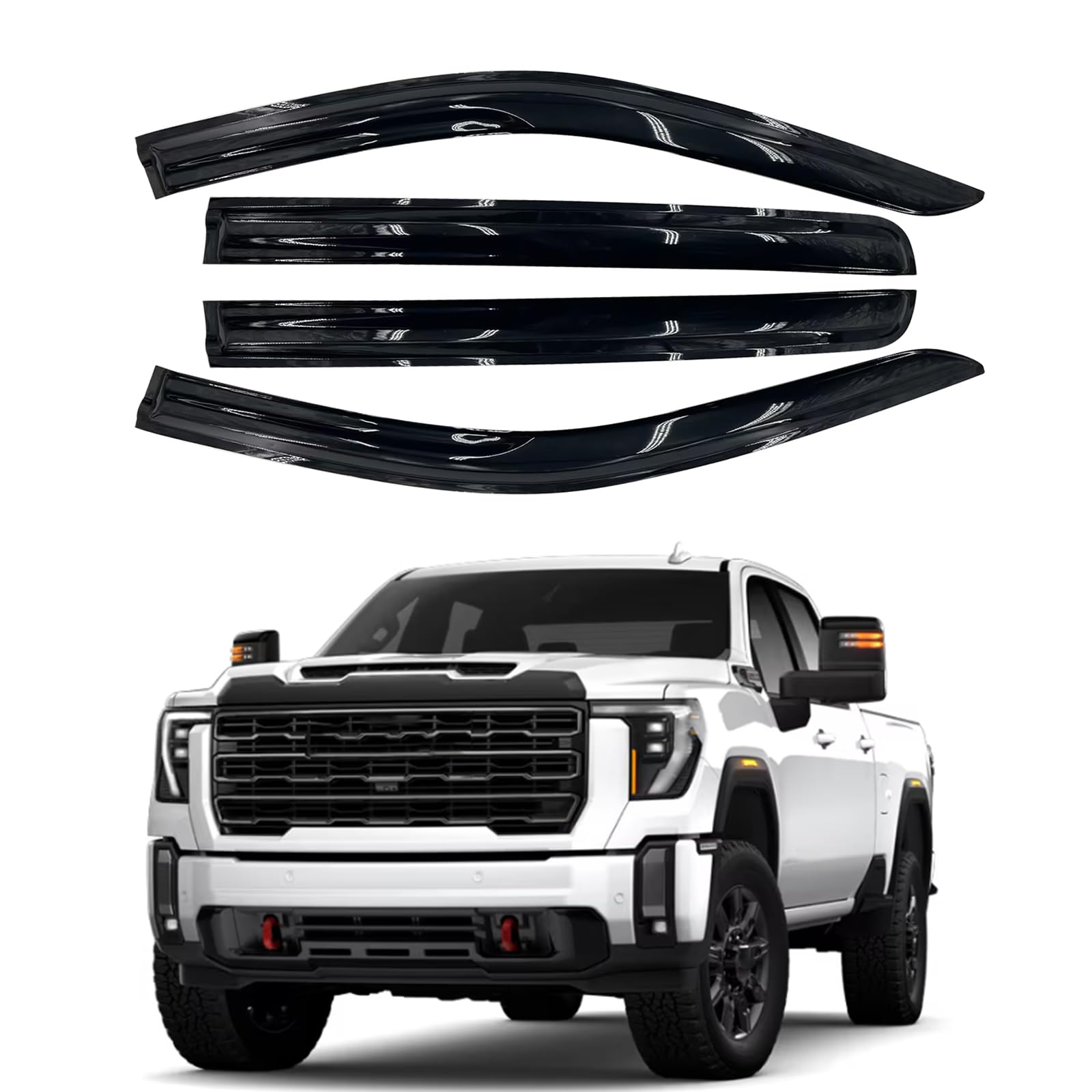 Sontian Tape-On Side Window Visor Deflectors Rain Guards For 2019-2024 Chevy Silverado/Gmc Sierra 1500/2500Hd/3500Hd Window Rain