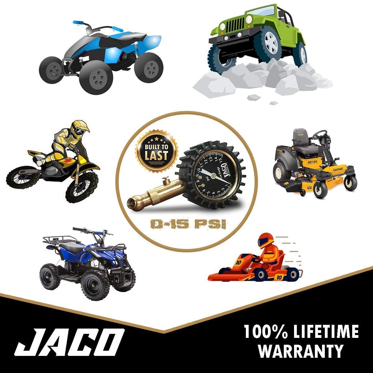 Jaco Elite Low Pressure Tire Gauge - 15 Psi