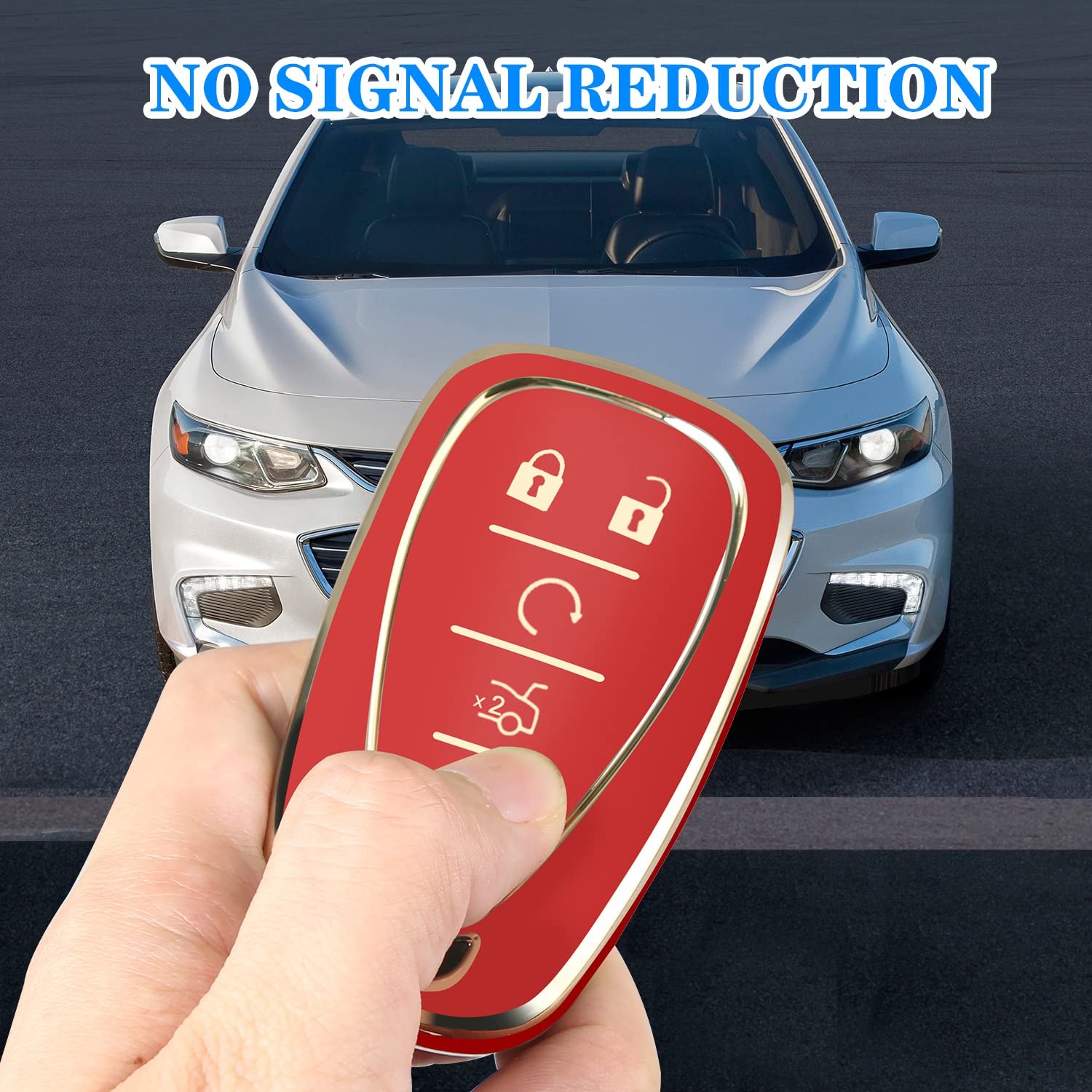 Qbuc For Chevy Key Fob Cover With Keychain Tpu Protector Suitable For Chevrolet Equinox Malibu Traverse Blazer Camaro Impala Cruze Volt Bolt Sonic Trax Tahoe Key Shell Remote Holder(Red)