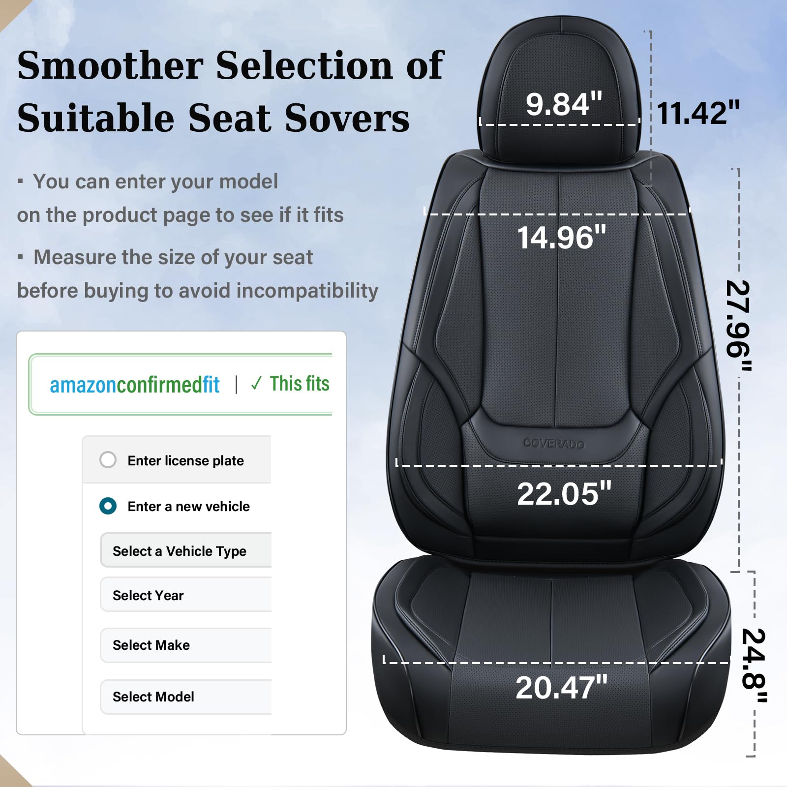 Coverado Seat Covers, Car Seat Covers Front Seats, Car Seat Cover, Car Seat Protector Waterproof, Car Seat Cushion Nappa Leather