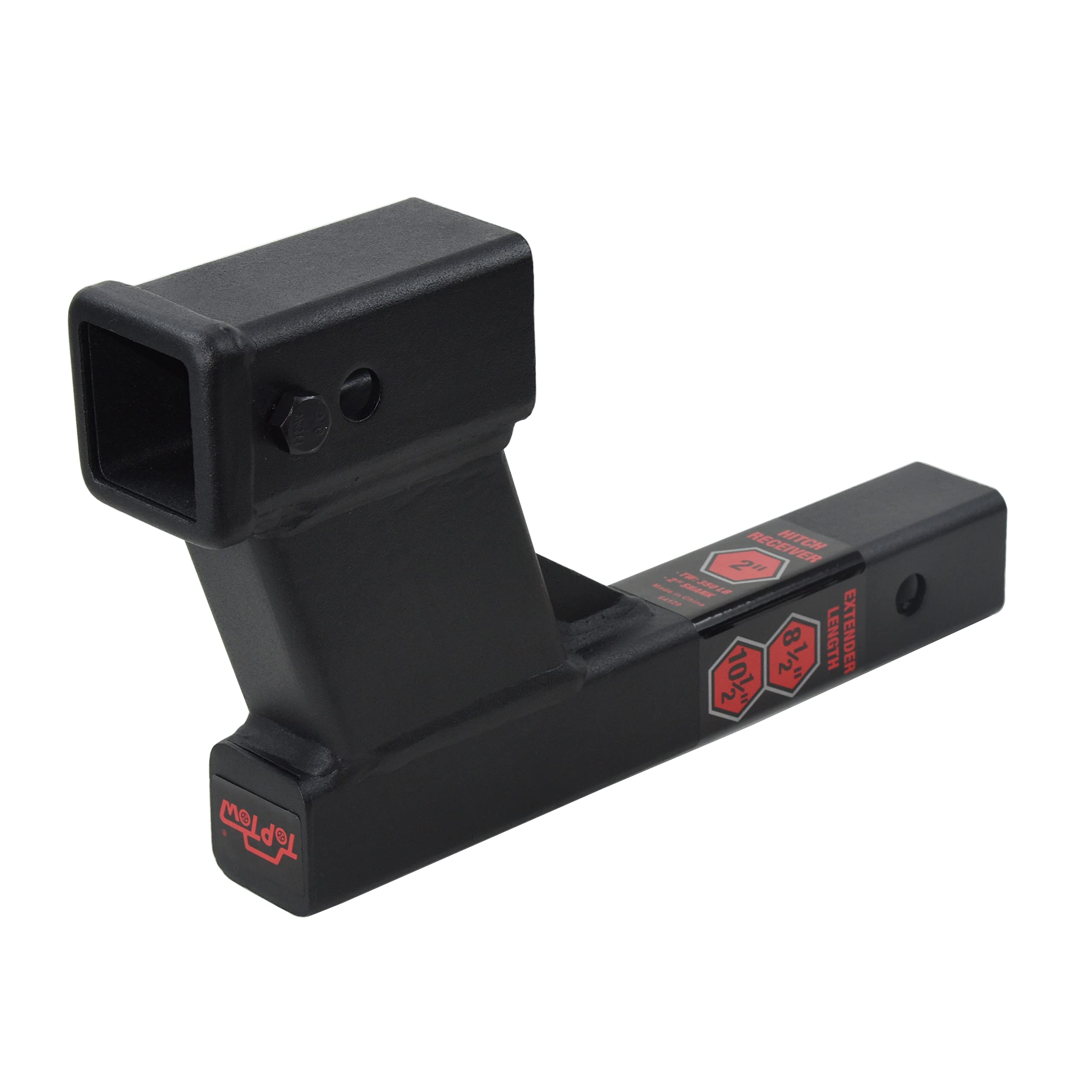 TOPTOW 6 Drop/Rise Trailer Hitch Extender Adapter, 2 Shank, 7500lbs Capacity, Matte Black, 8.5 & 10.5