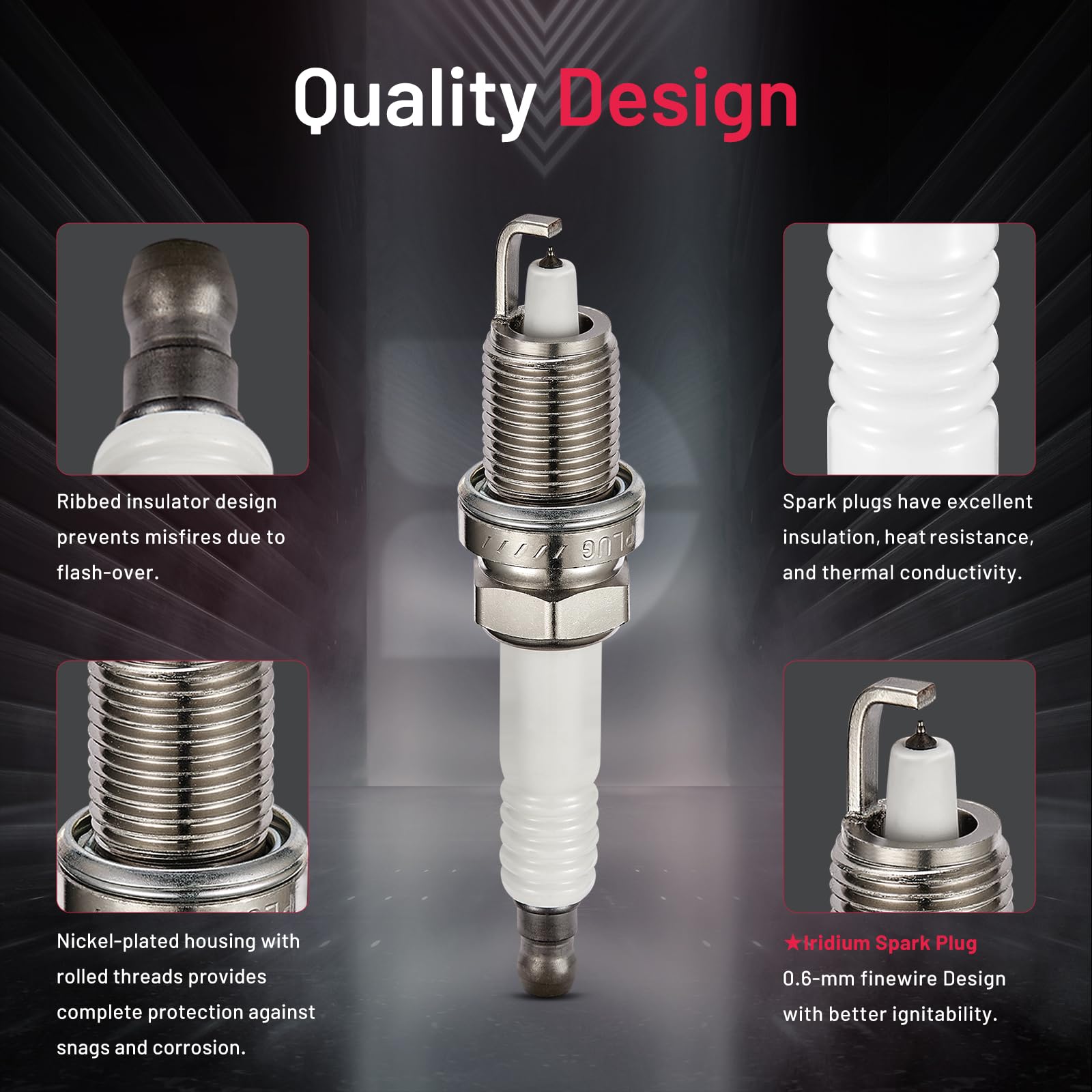 BDFHYK Set of 6 Iridium Spark Plug Compatible with Dodge Challenger Nitro Charger Journey,Chrysler 300 Sebring Town & Country Pa