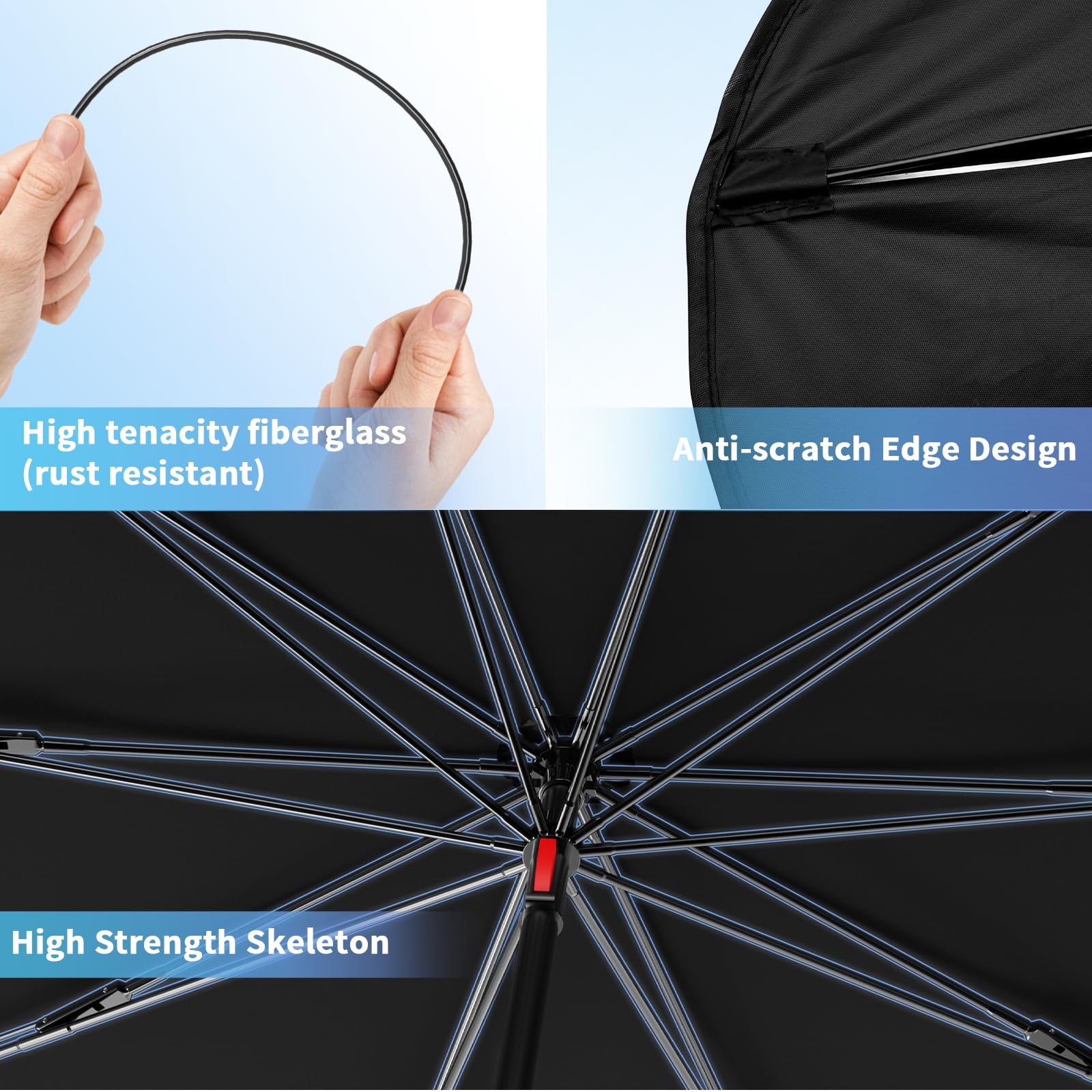 7F Car Sun Shade Umbrella, Protect from Sun Rays and Protect Interior, Sunshade for Car Windshield, Bendable Handle Windshield C