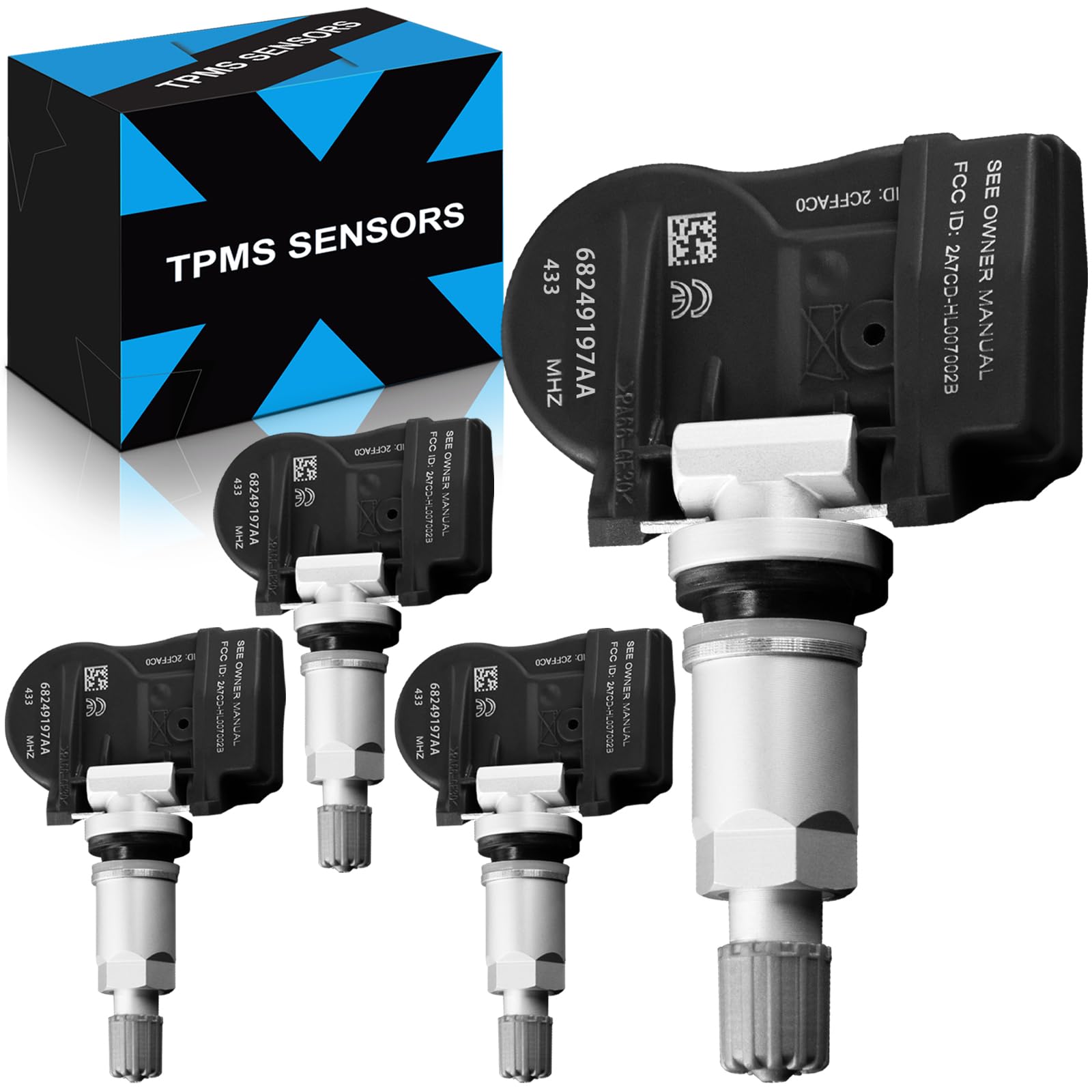 Yzhidianf 68249197Aa Pre-Programed Tire Pressure Sensor Fit For:-Jeep Cherokee For:-Ram 1500 2500 3500 433Mhz Tpms, 14 15 16 17