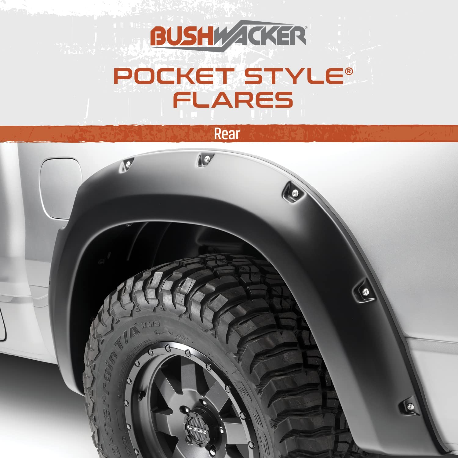 Bushwacker Pocket/Rivet Style Rear Fender Flares | 2-Piece Set, Black, Smooth Finish | 20054-02 | Fits 2004-2008 Ford F-150 Styl
