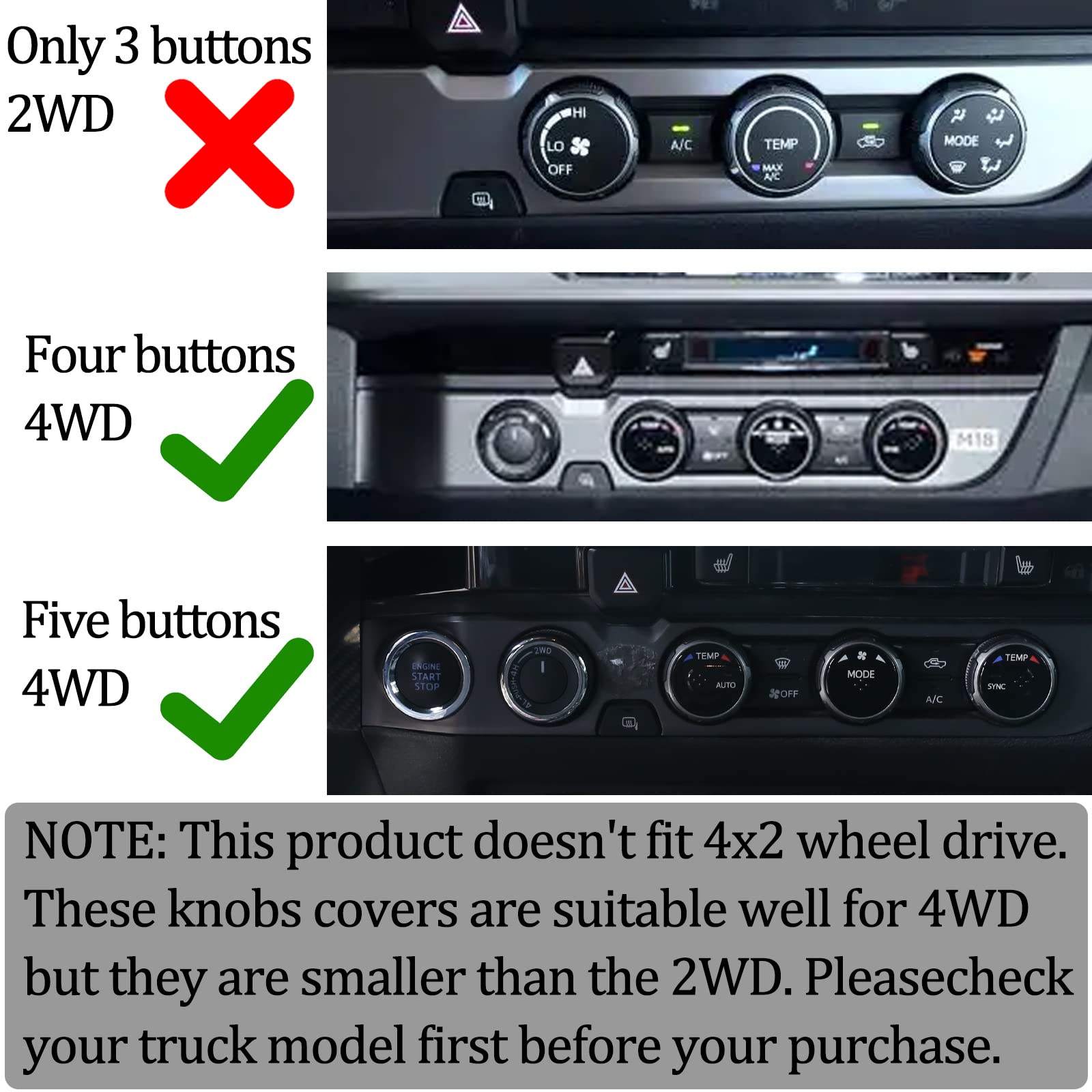 Llkuang Aluminum Alloy Air Conditioner Switch Cd Button Knob Cover For Toyota Tacoma 2016-2020(Not Fit For 2021 Tacoma!) (Blue)