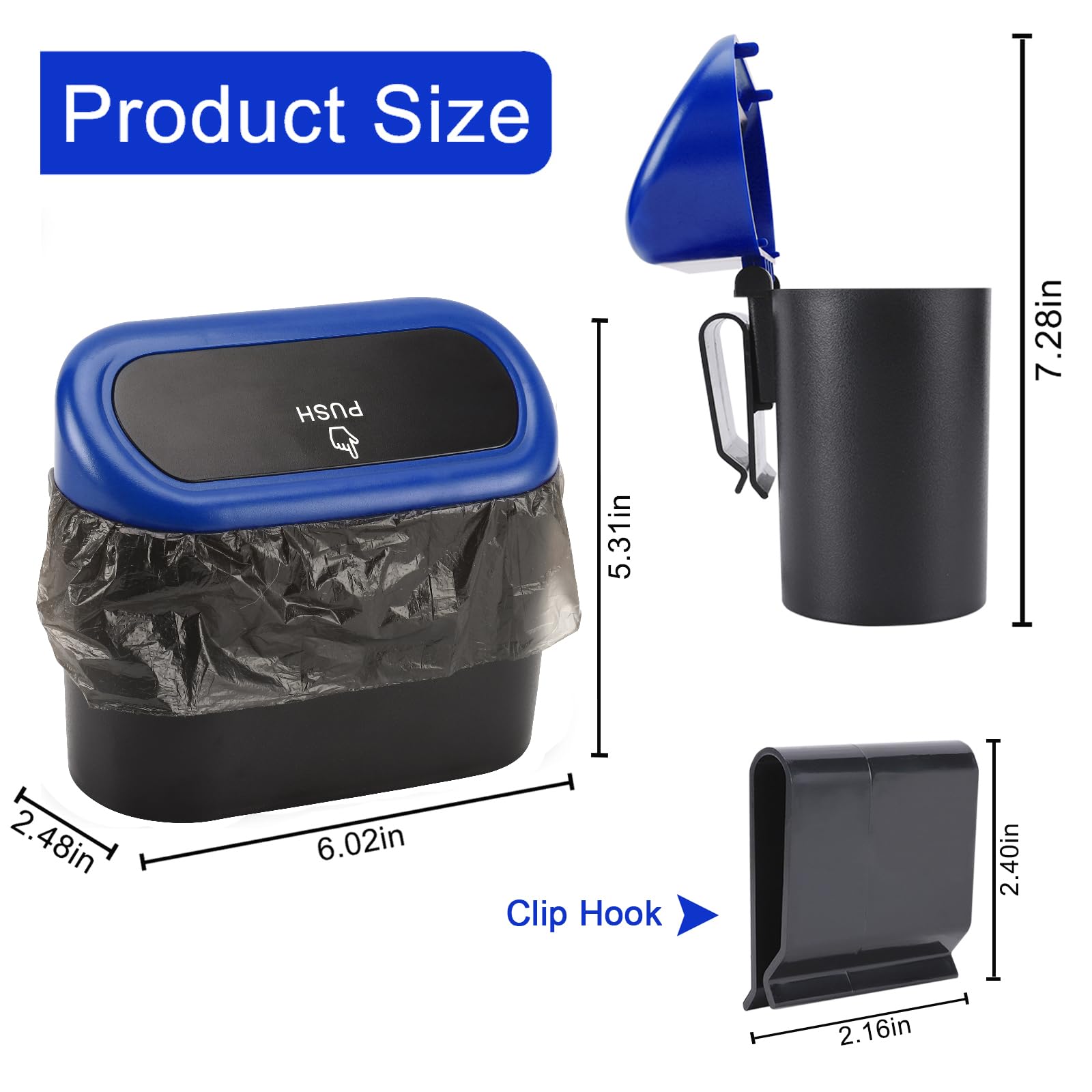 Accmor Car Trash Can With Lid, Vehicle Trash Bin Car Dustbin Garbage Organizer Holder With Trash Bag, Portable Hanging Mini Wast