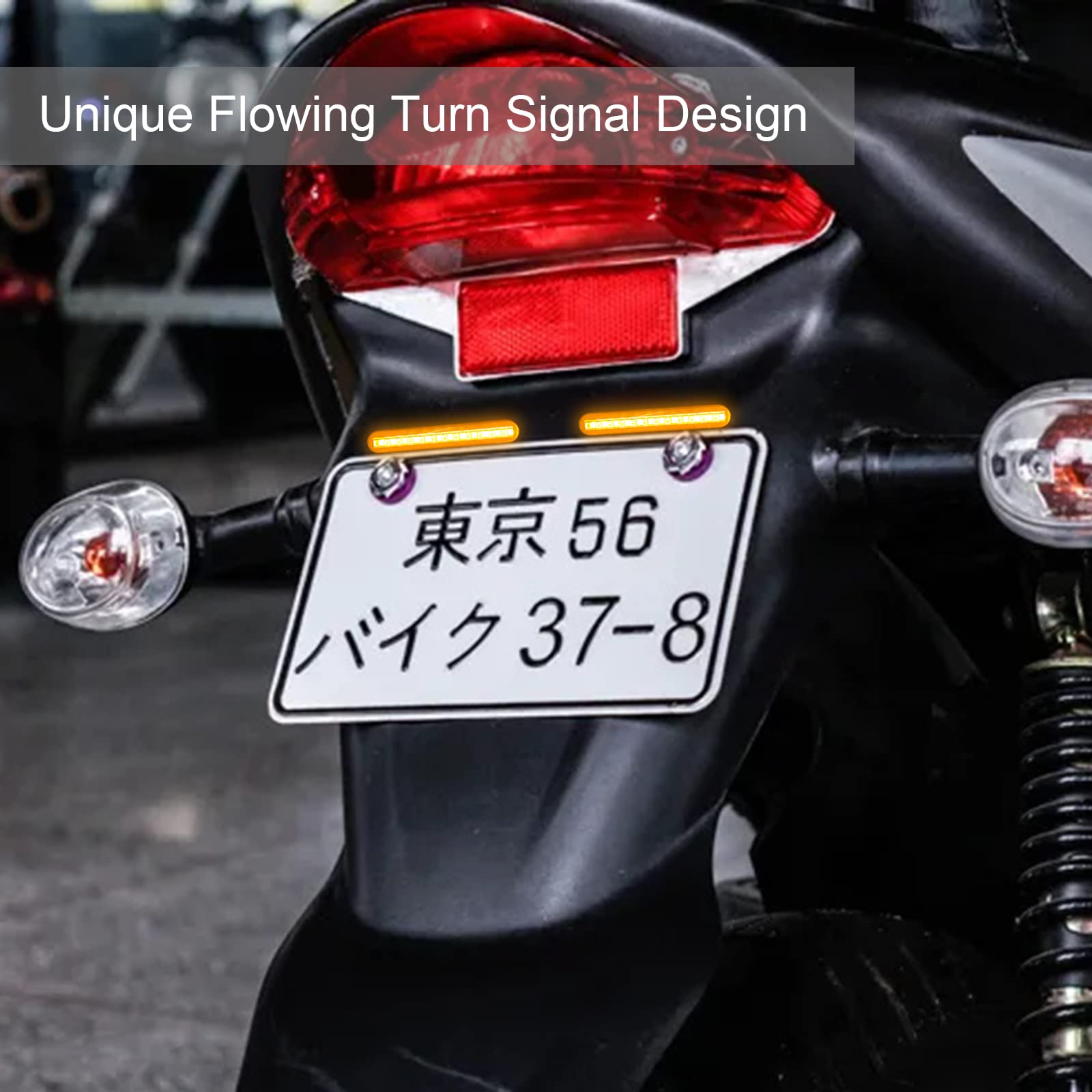 Kinstecks 2PCS Motorcycle Indicators Flowing Turn Signal Lights Driving Light License Plate Light for Motorcycle Motorbike LED A