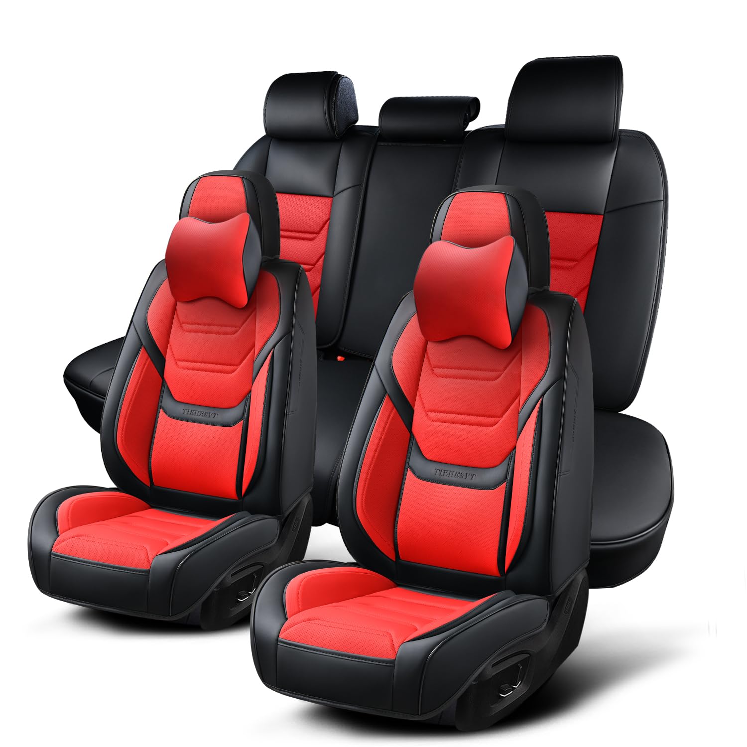 Car Seat Covers Full Set, Breathable Leather Automotive Front And Rear Seat Covers & Headrest For Reduce The Driving Fatigue, Co