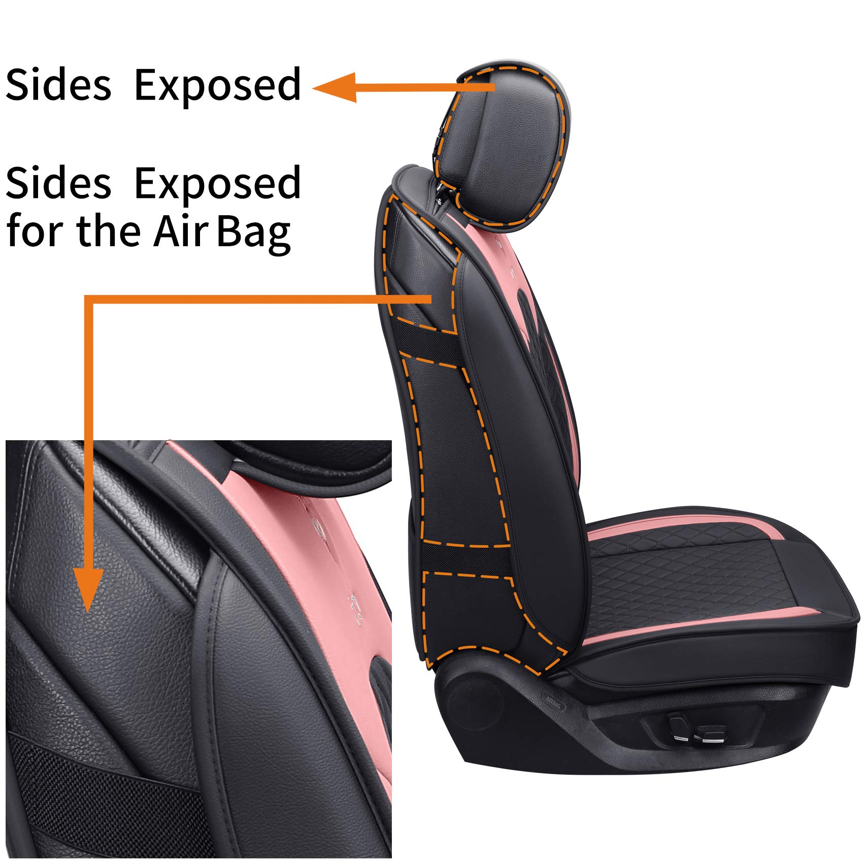 Aierxuan Girly Car Seat Covers For Women Gilrs Front Seat Leather Waterproof Cushions Universal Fit For Ford Edge Hyundai Azera