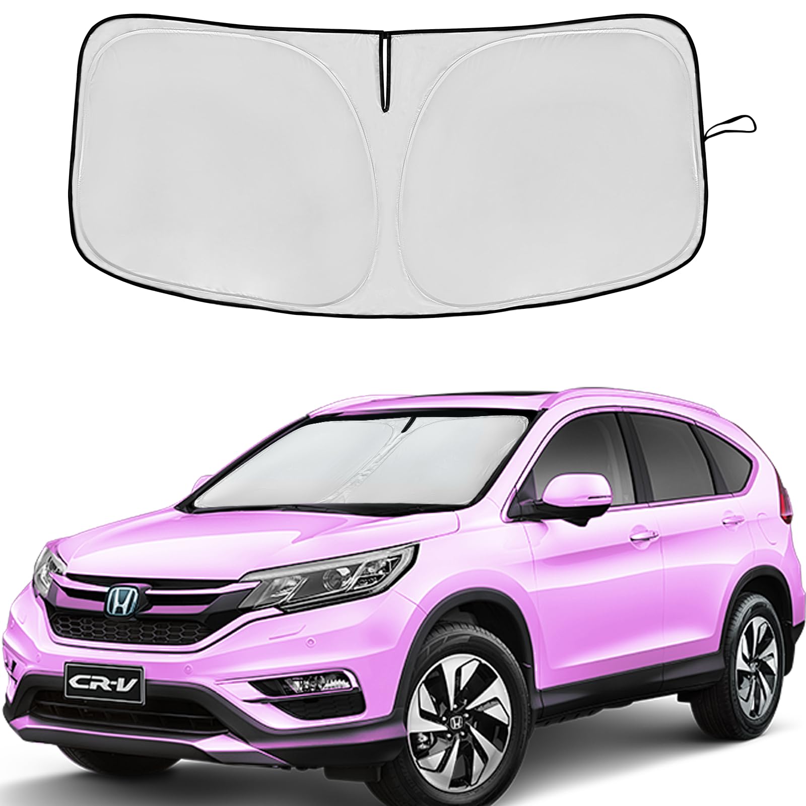 Windshield Sun Shade For Honda Crv 2017-2022 Double Layer 240T Front Window Shade Custom Fit Cr-V Sun Visor Foldable Shade Block