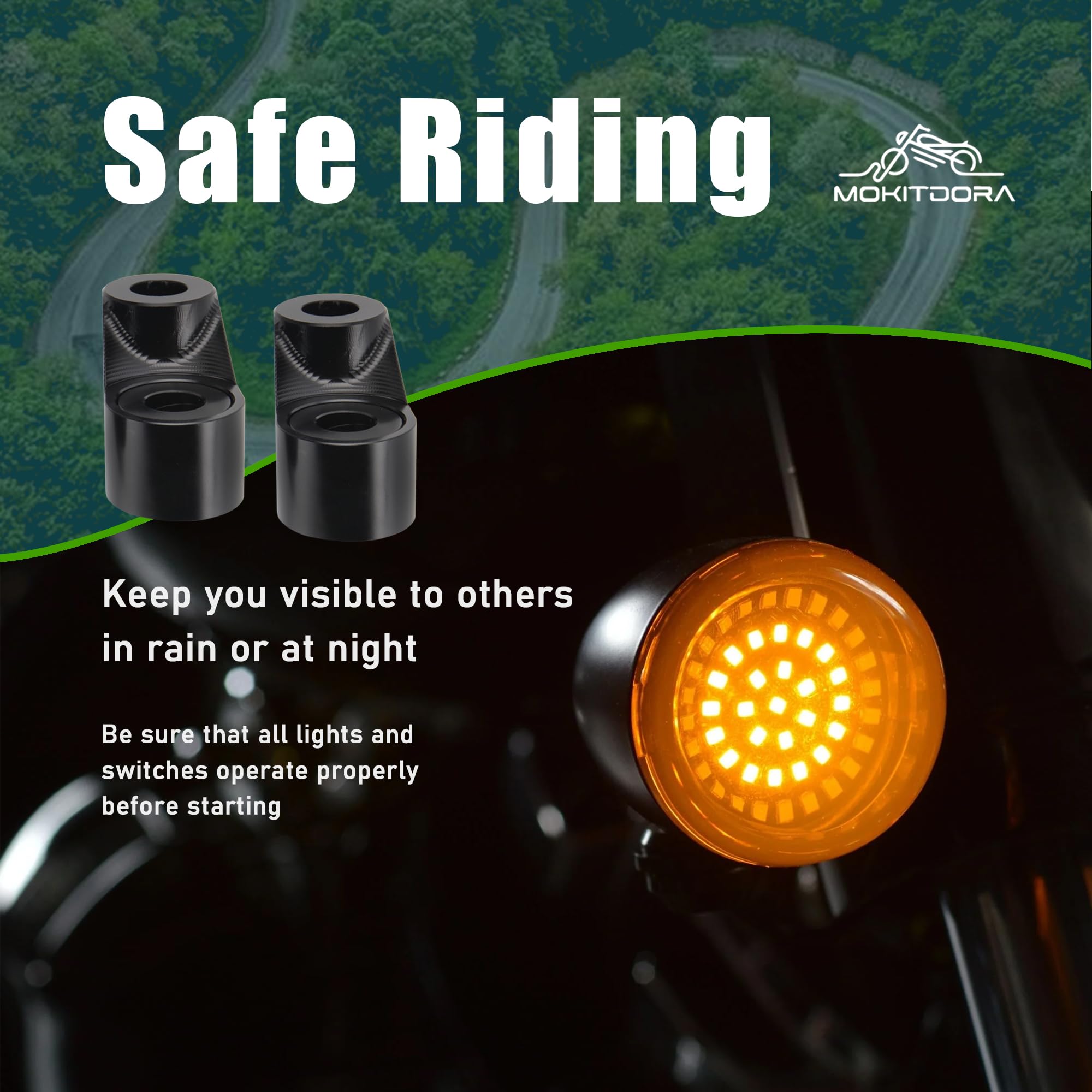 Mokitdora Dyna Sportster Front Turn Signal Relocation Kit 39Mm-49Mm Tubes Compatible With Harley Sportster Xl883 1200 Dyna Glide