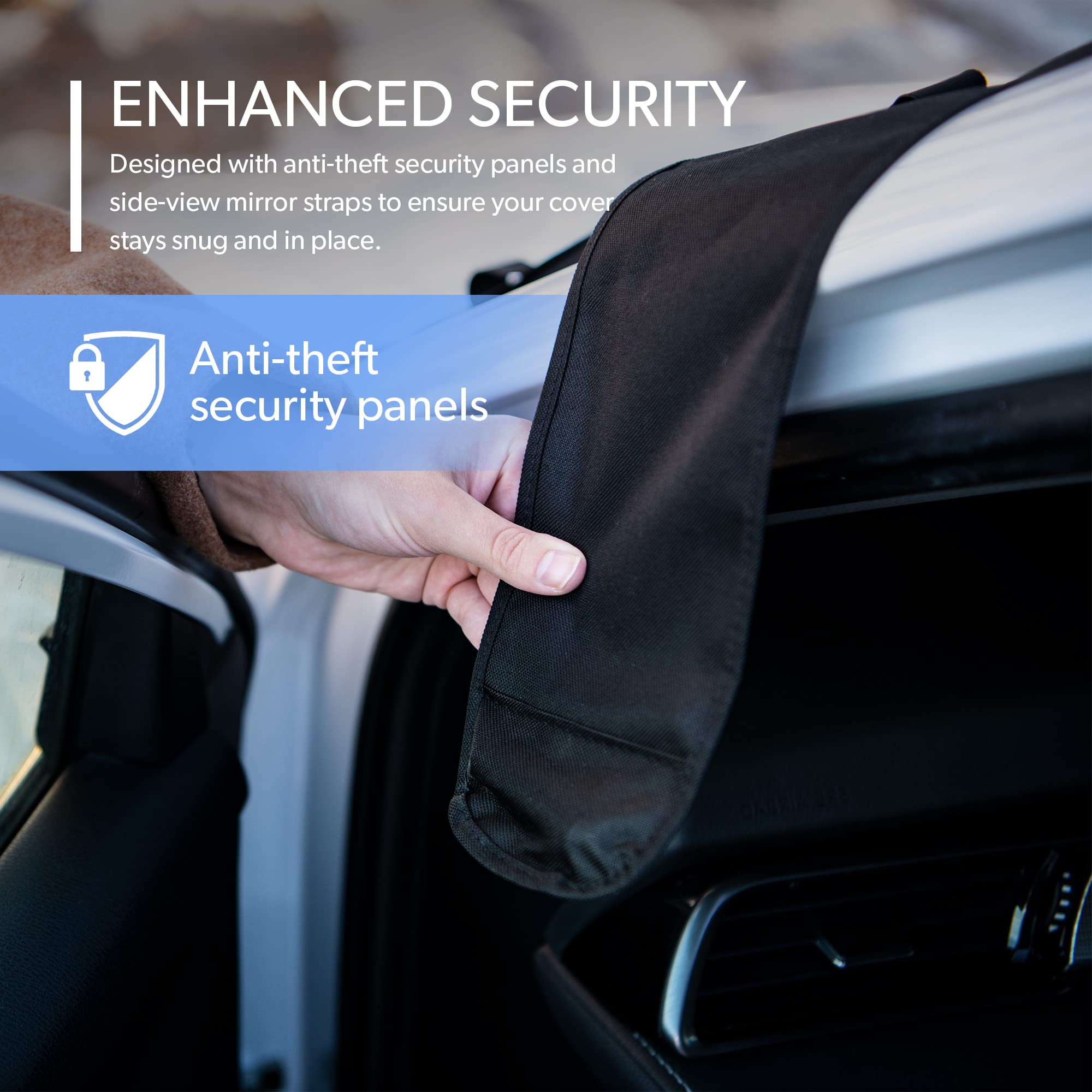 Frostguard Vortex Premium Winter Windshield Cover With Built-In Security Panels And Wiper Blade Coverage + Mirror Covers - Weath