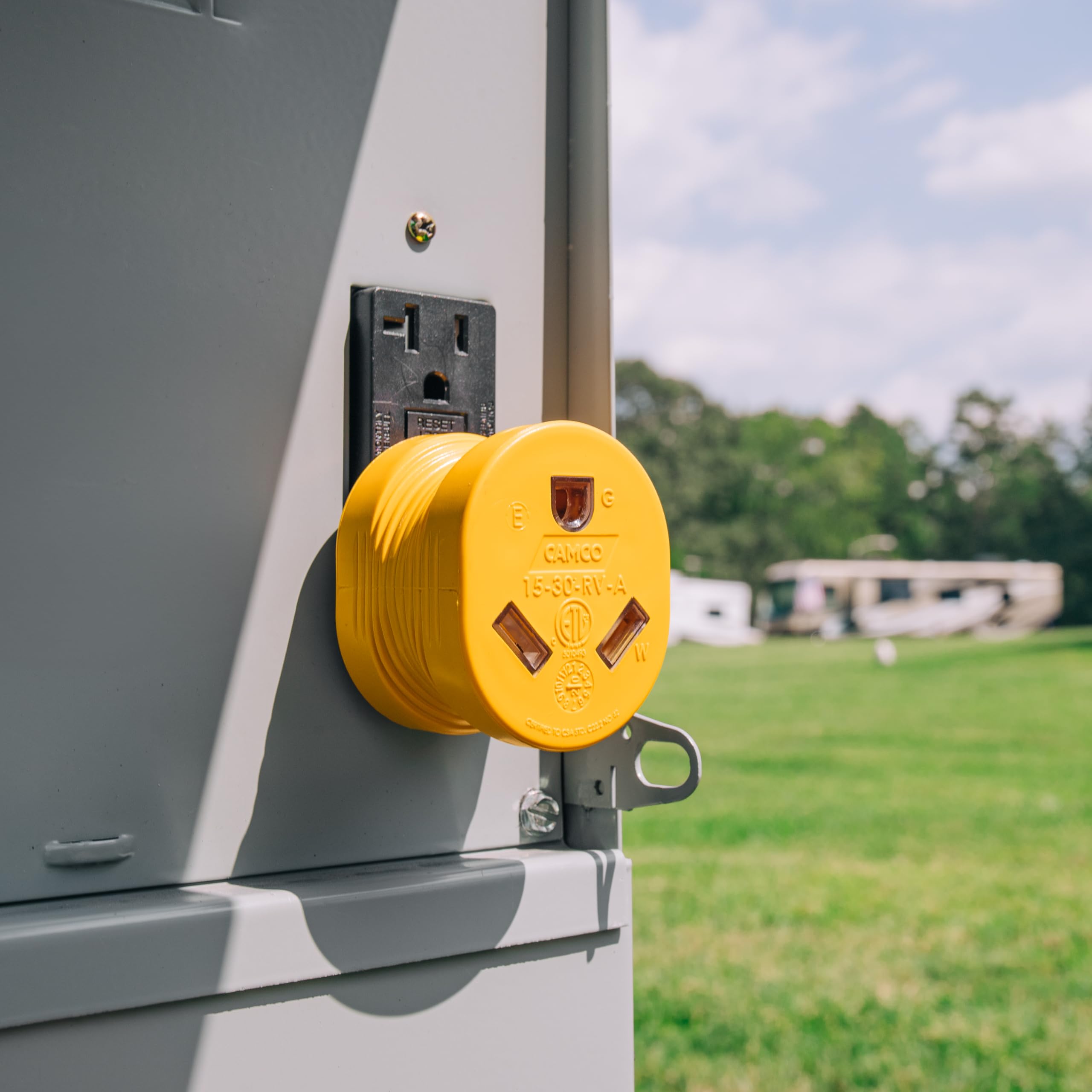 Camco Powergrip Camper/Rv Adapter | Features A 15-Amp Male (Nema 5-15P) & 30-Amp Female (Nema Tt-30R) Connection | Rated For 125