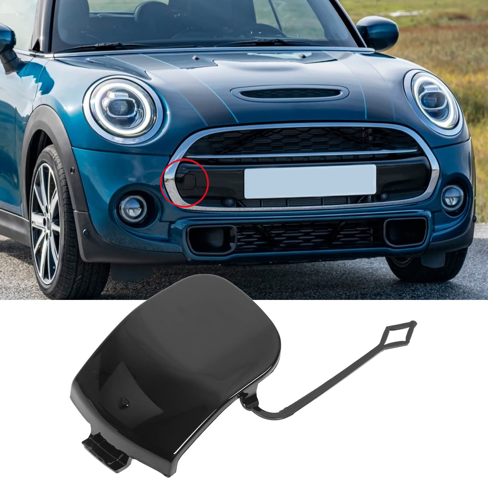 Acouto Front Bumper Towing Hook Cover, Tow Hook Eye Cap 51117337796 for Cooper F55 F56 F57 S Four Door Hatchback Convertible