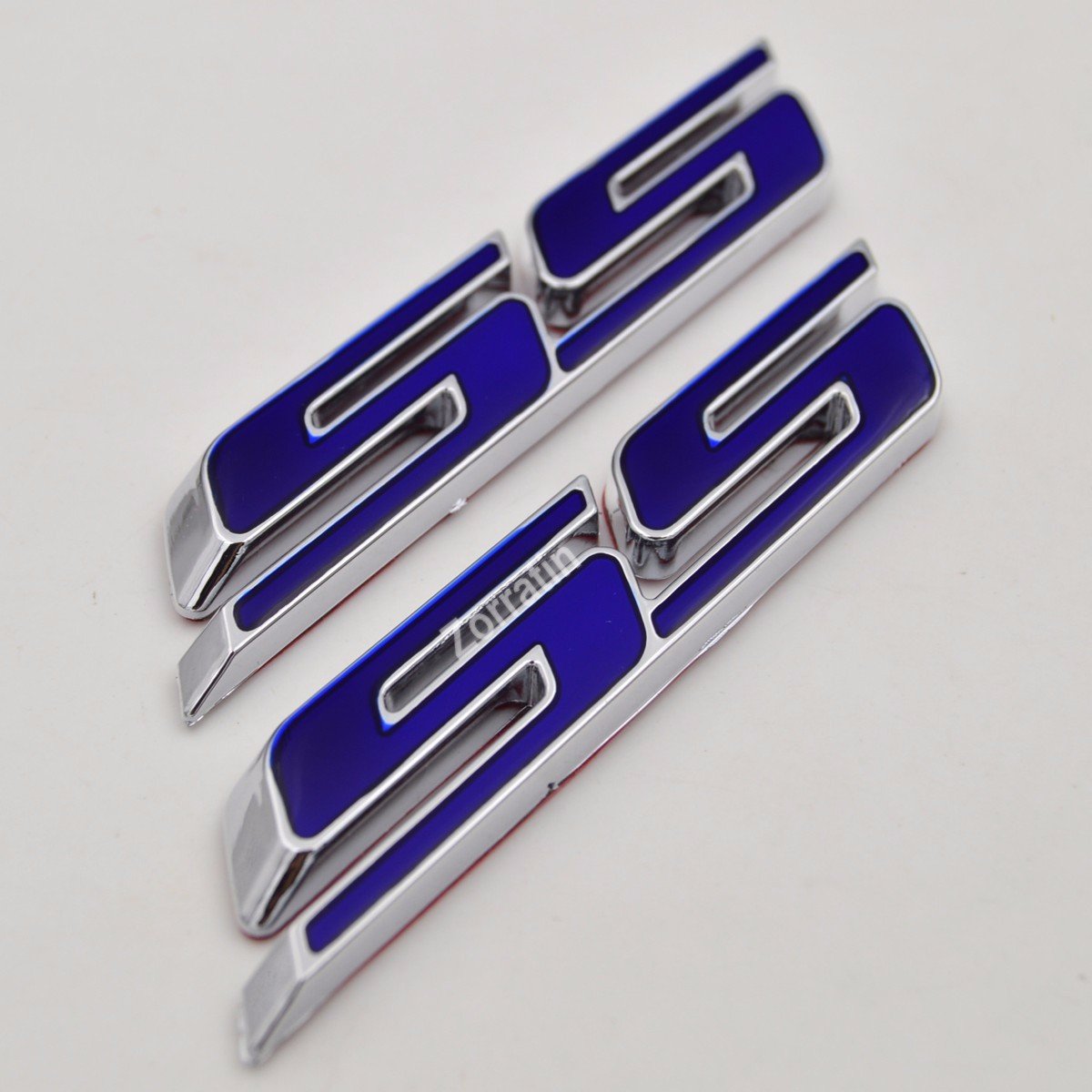 Chrome Trimed Blue Ss Grill Side Trunk Interior Emblem Badge Decal With Adhesive For Chevrolet Chevy Camaro Impala Malibu Holden