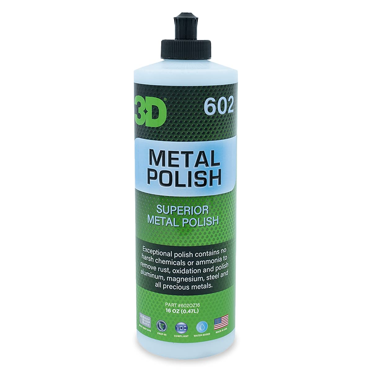 3D Metal Polish - Heavy Duty Multi Purpose Polish, Cleaner, Restorer And Protectant For Metal, Aluminum, Chrome 16Oz.