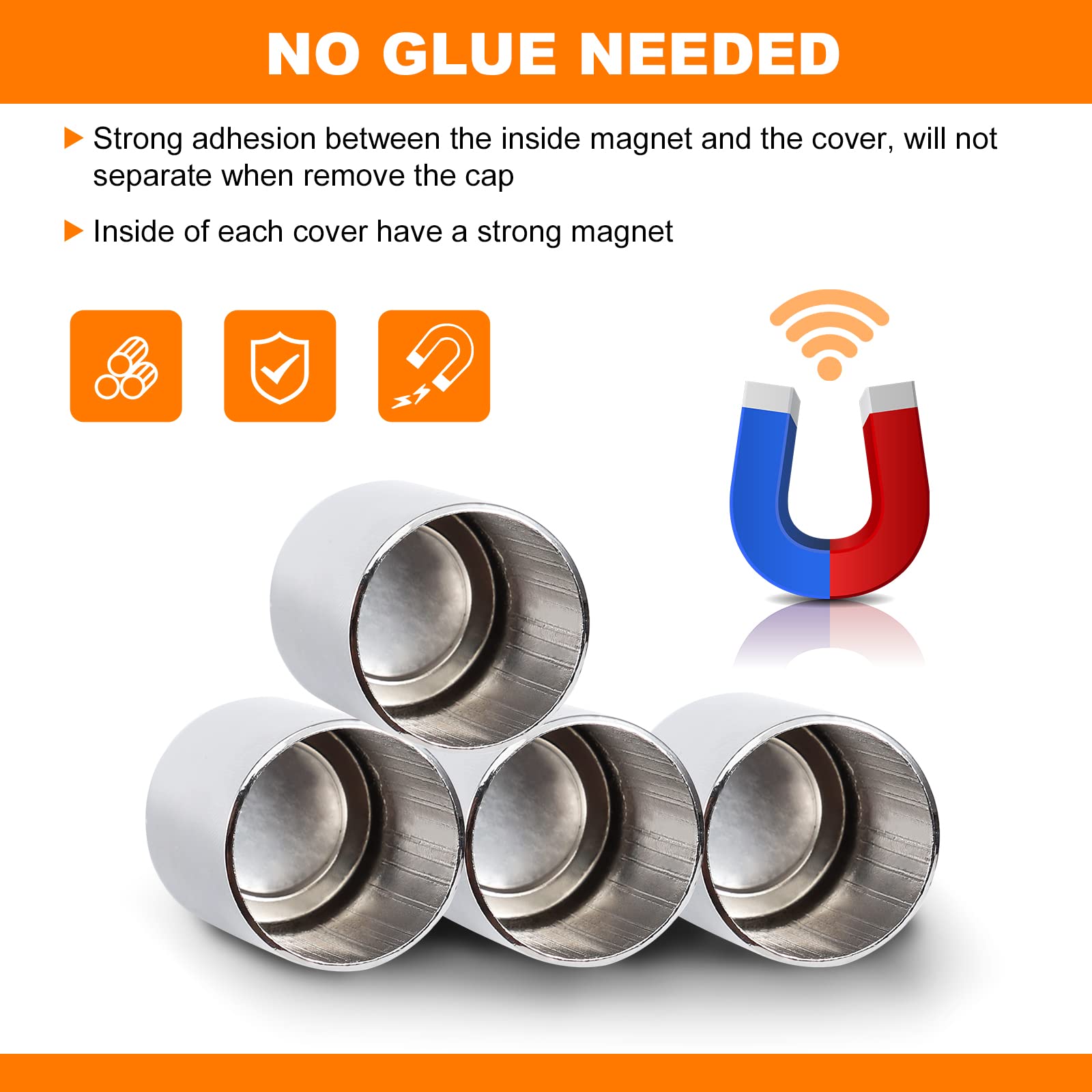 Eumti 4 PCS Detachable Docking Hardware 4 Point Covers Kit Magnet Cover Kit Chrome Compatible wiht Harley Touring Electra Glide,