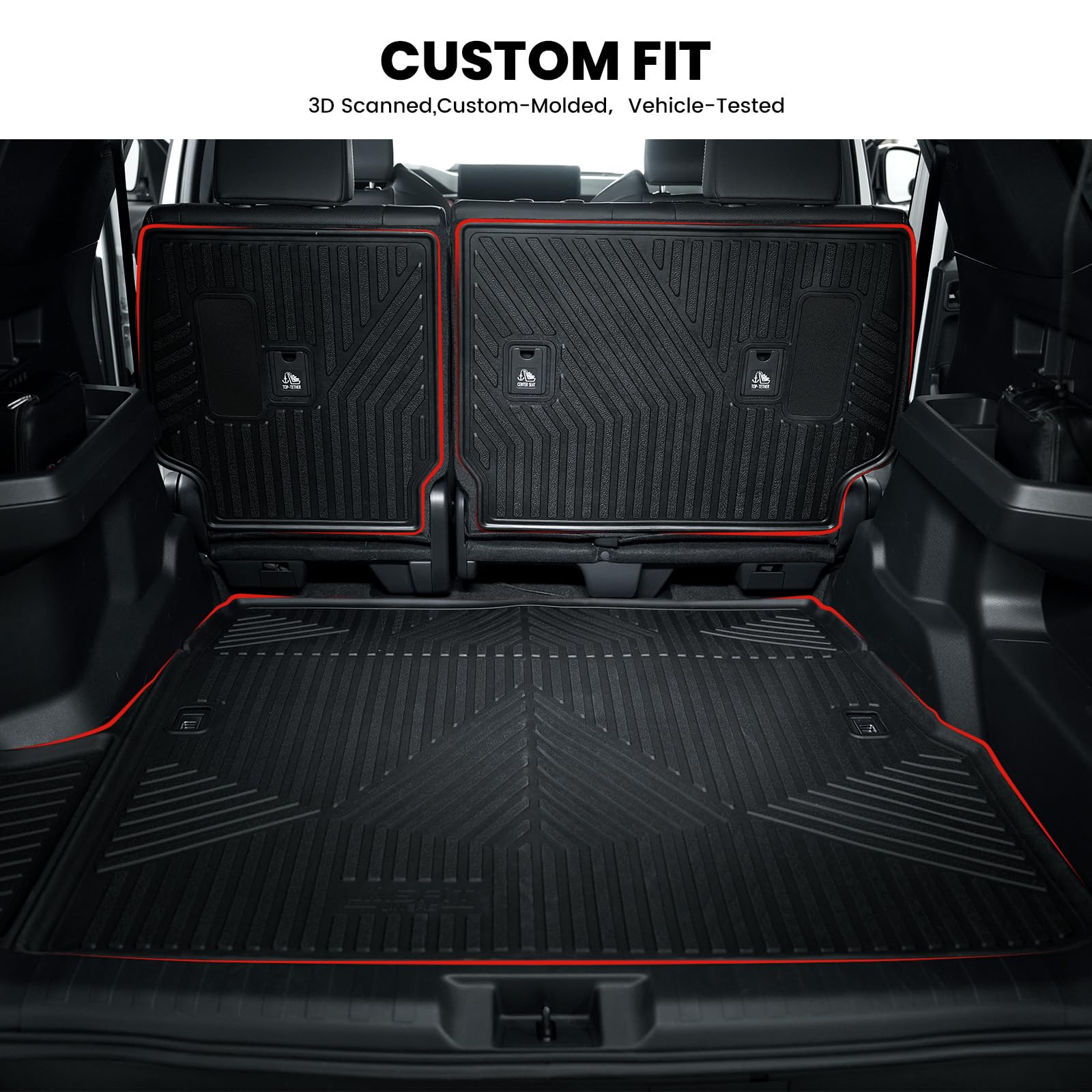 Lasfit Trunk Mat&Backrest Mat For Toyota 4Runner 2025(Only Fit 5 Seats), All Weather Tpe Custom Fit Cargo Liner For 4Runner Sr5/