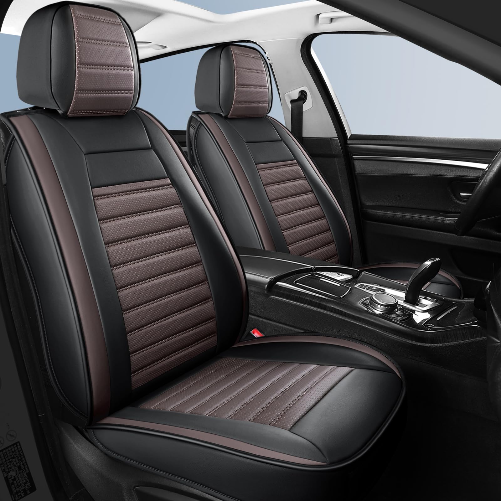 Hchengkikz Car Seat Cover,Horizontal Stripes Faux Leather Automotive Seat Covers,Waterproof Universal Car Seat Covers Protectors