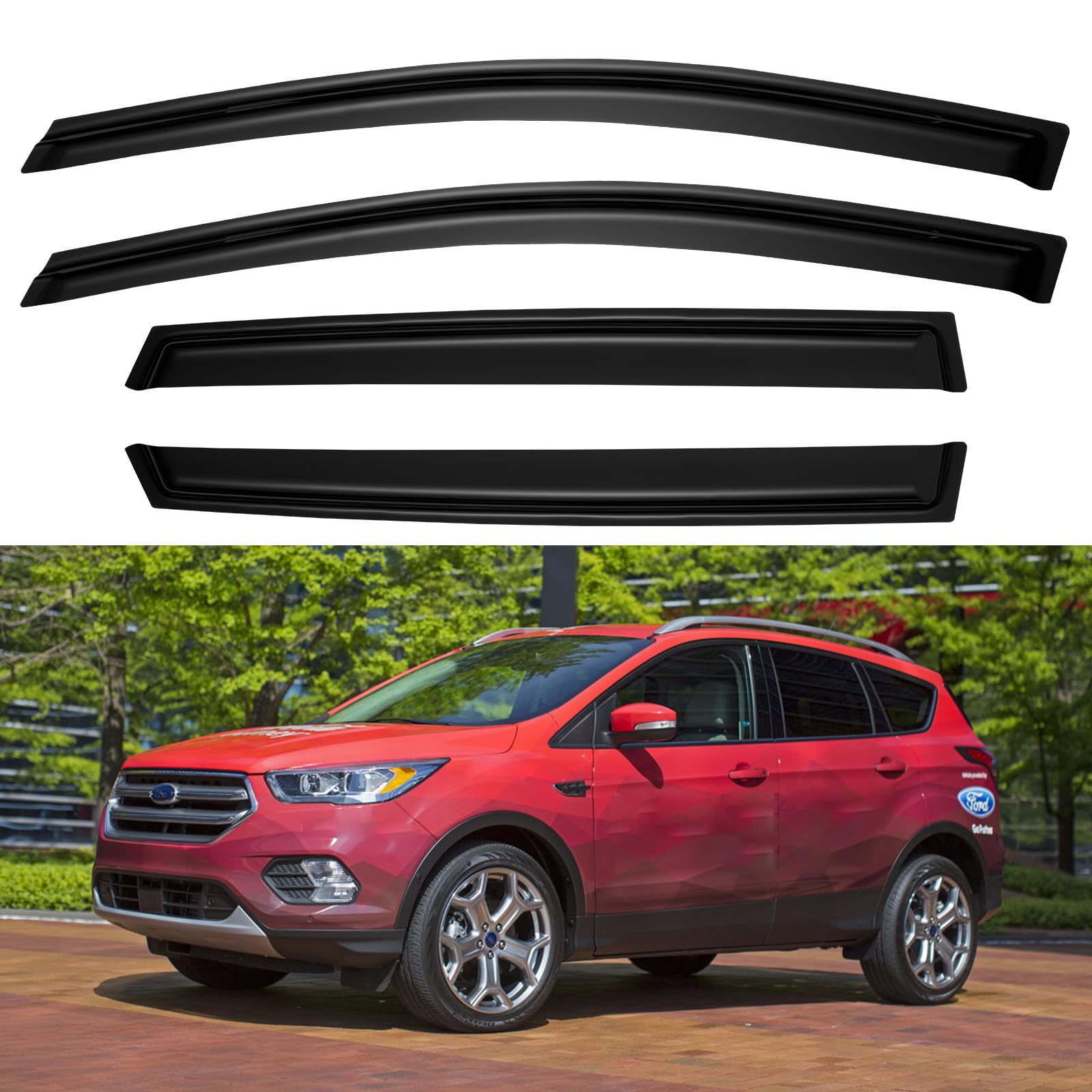 Window Visors Rain Guards Shield for 2013 2014 2015 2016 2017 2018 2019 Ford Escape, Out-Channel Window Vent Wind Deflectors Vis