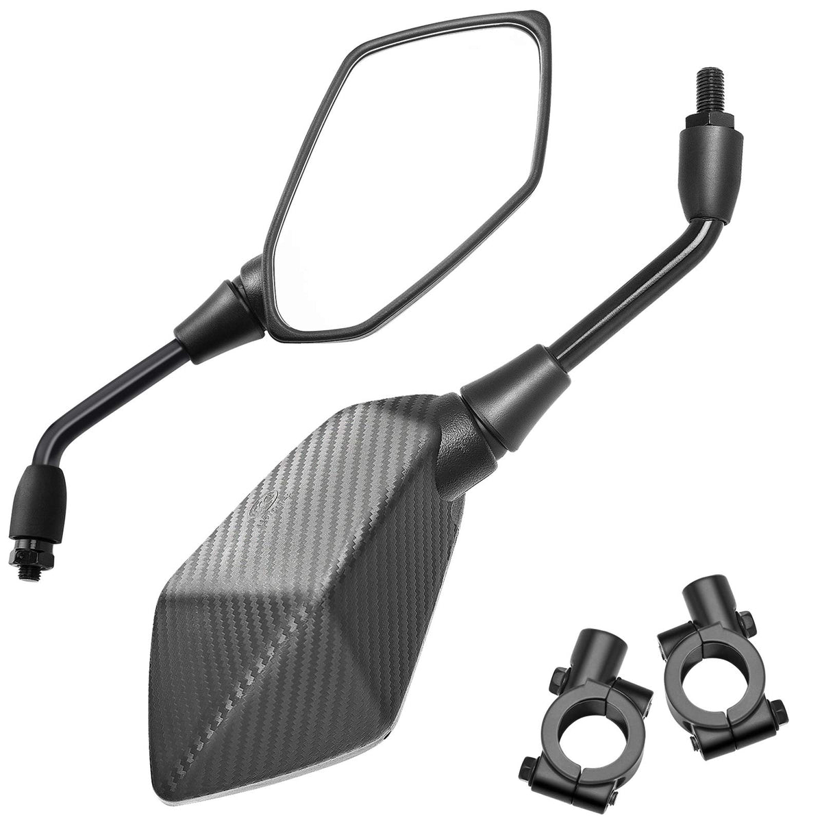 Trkimal Universal Adjustable Motorcycle Rear View Mirror - Rhombus Convex Mirror with 10mm Clockwise Thread Bolt, 7/8    Mount C