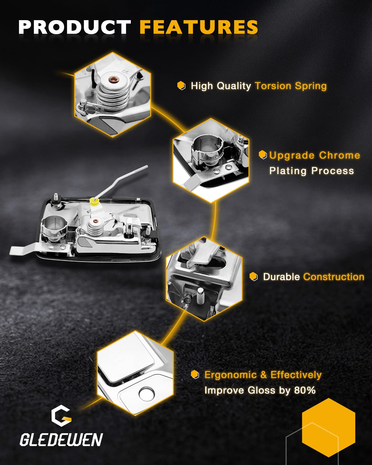 Chrome Exterior Door Handle Set (4 Pcs), Compatible With 1999-2016 Ford F250 F350 F450 F550 Super Duty, 2000-2005 Ford Excursion