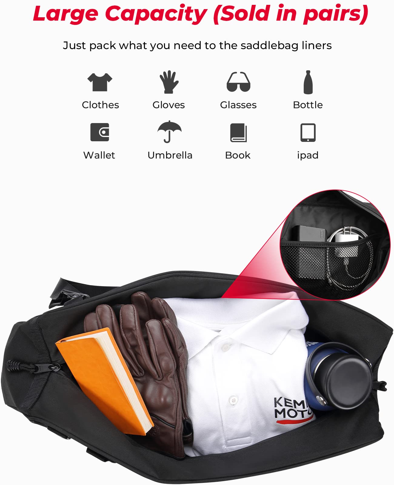 Kemimoto Street Glide Saddlebag Liners, 1 Pair Of Motorcycle Hard Saddle Bag Inserts For Electra Glide Road King 1700 Royal Star